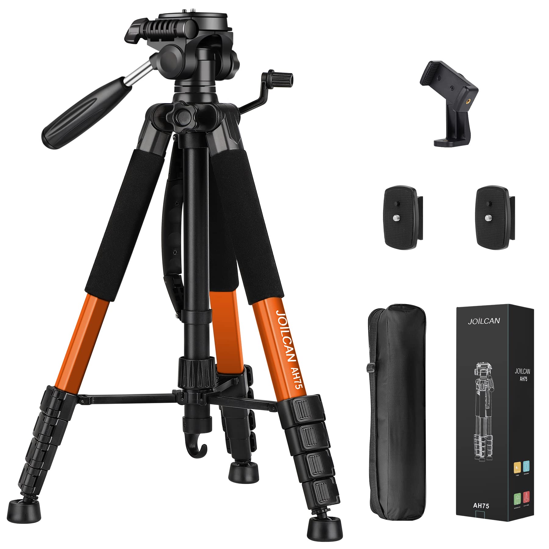 Joilcan Tripod Camera Tripods, 74" Tripod For Camera Cell Phone Video Photography, Heavy Duty Tall Cameras Tripod Stand, Professional Travel Dslr Tripods Compatible With Canon Iphone, Max Load 15 Lb