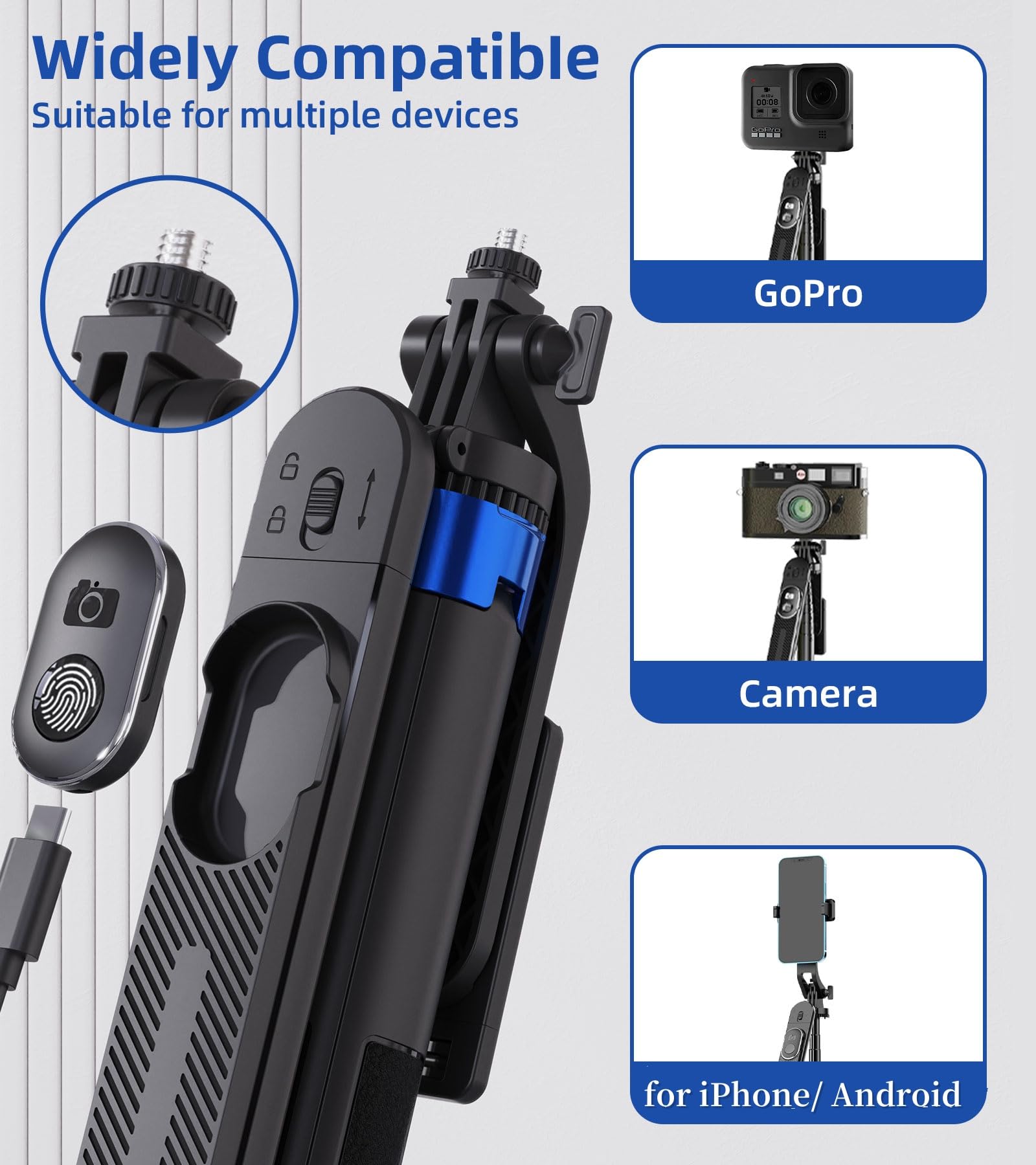 Ezcoloris Portable Tripod Stand For Iphone, Selfie-Traval Tripod With Phone Holder Adjustable Mobile Photography
