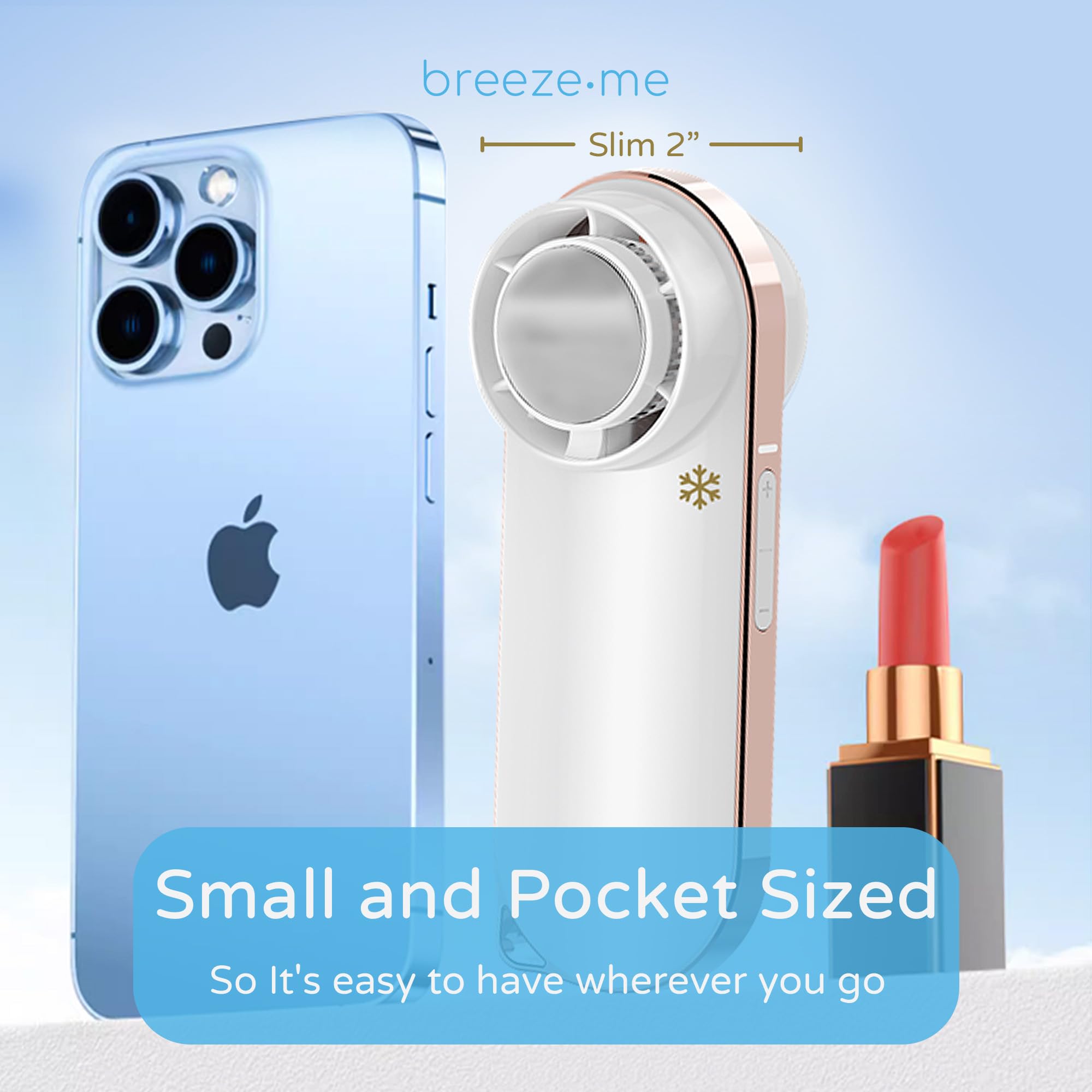 Turbo Mini Fan W Icy Cold Compress, Thermo-Tech Refrigeration, Small, Handheld, Rechargeable