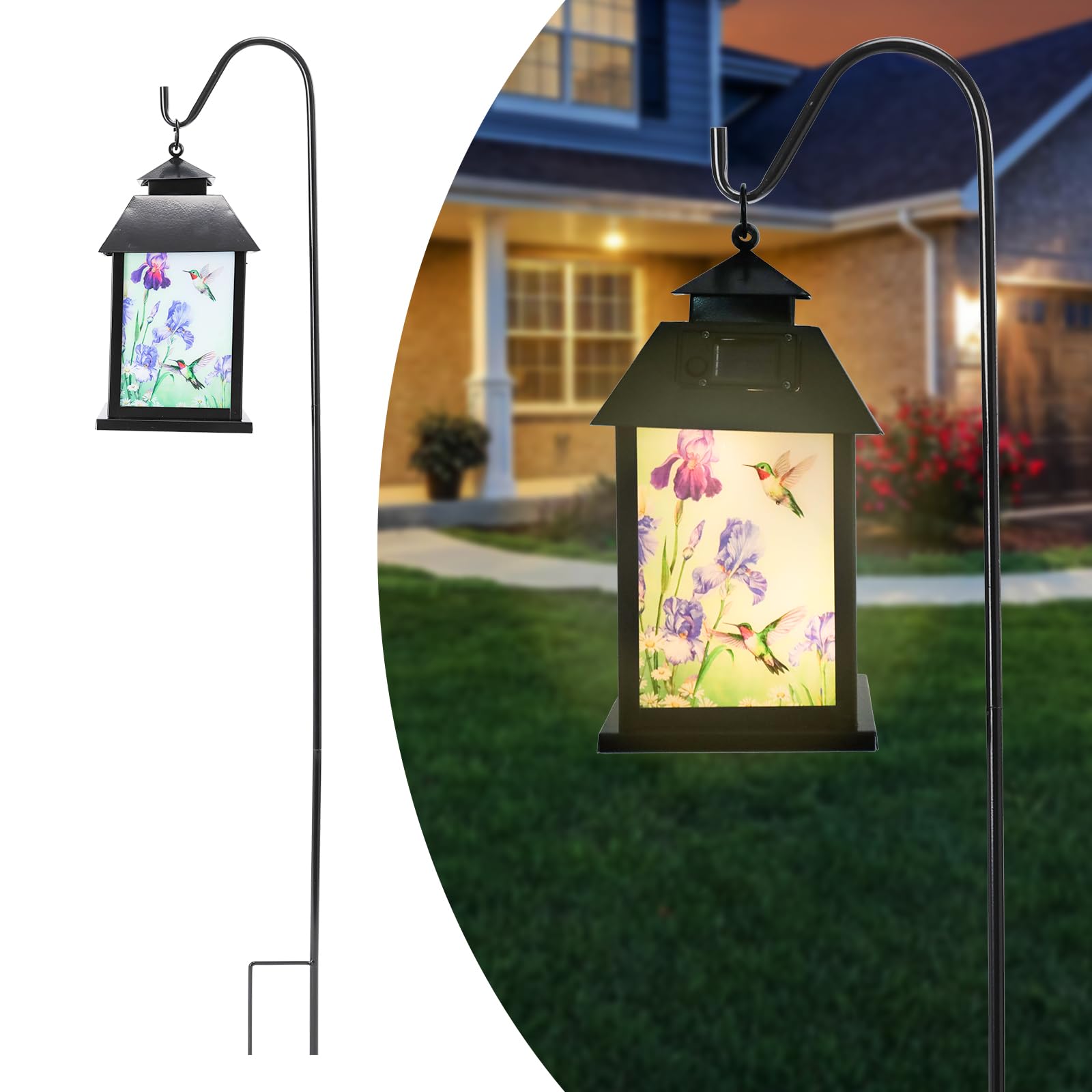 Afirst Solar Lantern Outdoor, Hanging Lights Decorative Hummingbird Outdoor Lighting Waterproof Umbrella Lights For Patio Garden, Table,Party Decor(Included Shepherd Hook)