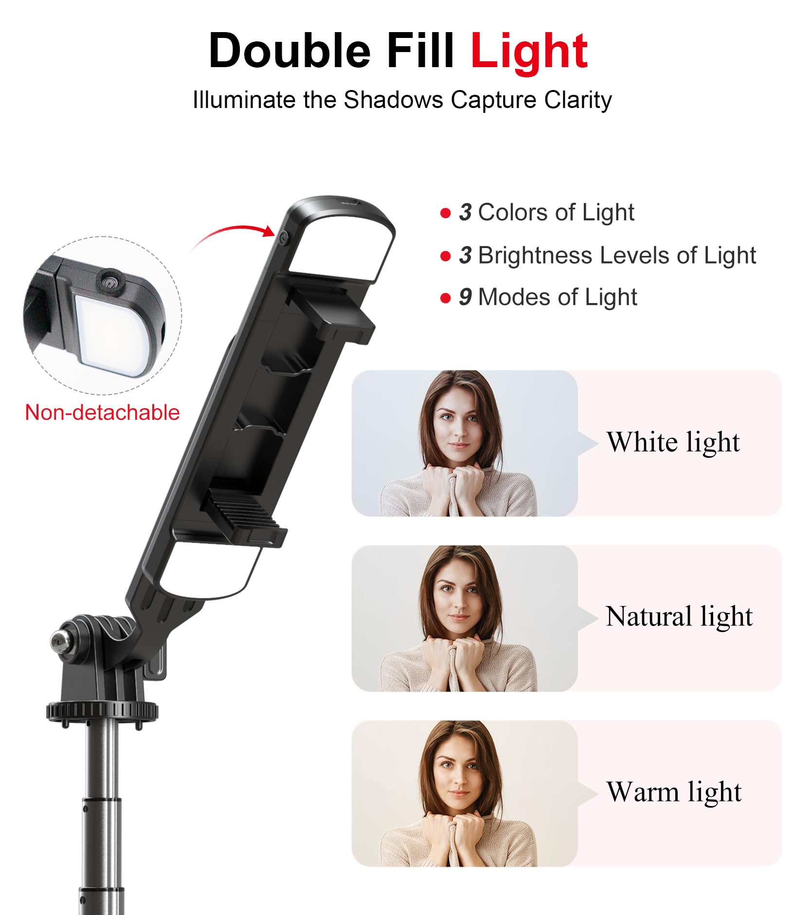 Ashiner Selfie Stick Phone Tripod With Remote And Led Fill Lights - 70 Inch Heigh Cell Phone Holder For Travel, Vlogging, Live Streaming Video And Photos,Phone Stand Compatible With Iphone And Android