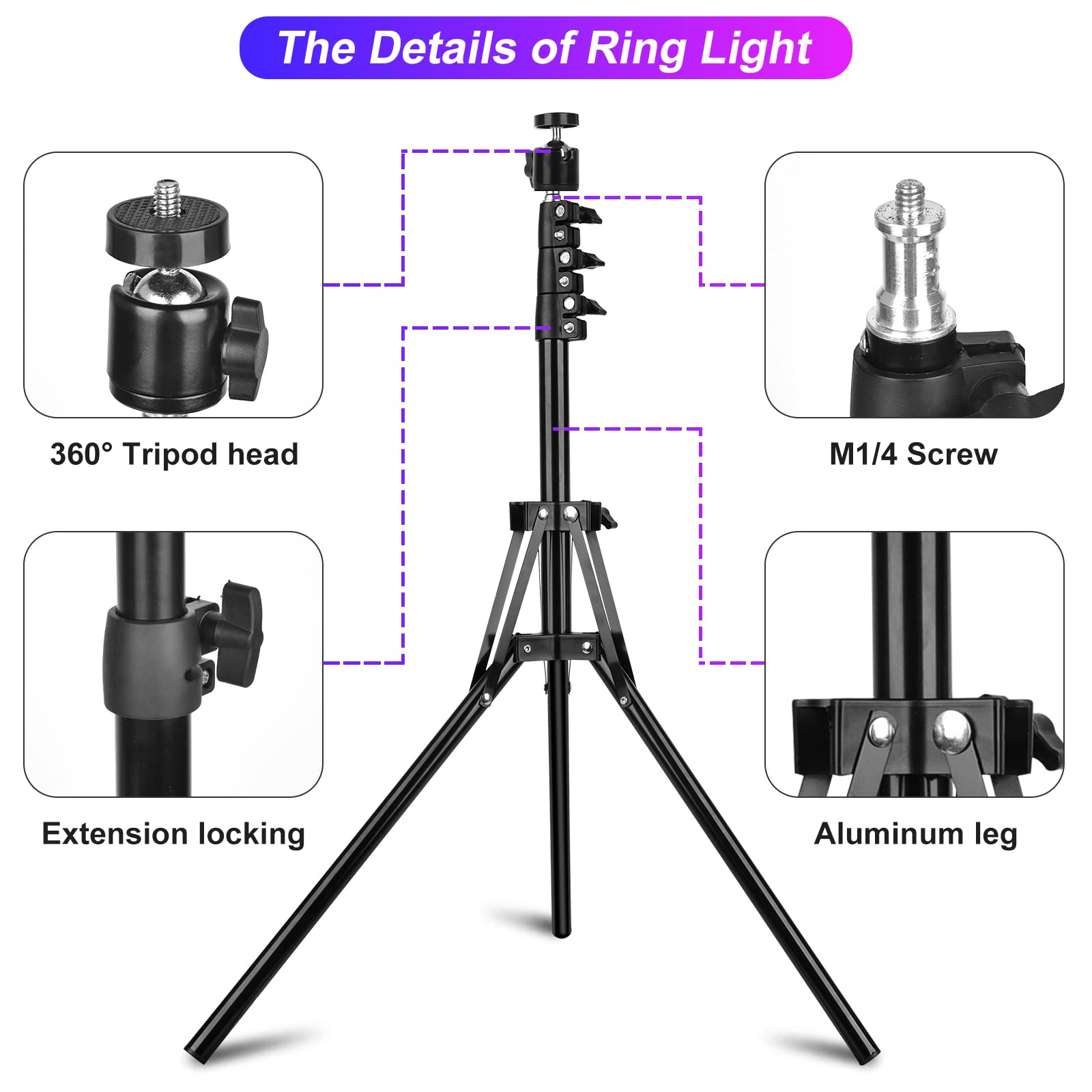 Stally 12.3" Ring Light With Stand 75" Tall And 2 Phone Holder, Ring Light Tripod For Iphone With 3 Cct Mode & 29 Color Modes, Remote Shutter, Desk Tripod, Great For Live Stream/Makeup/Youtube/Tiktok