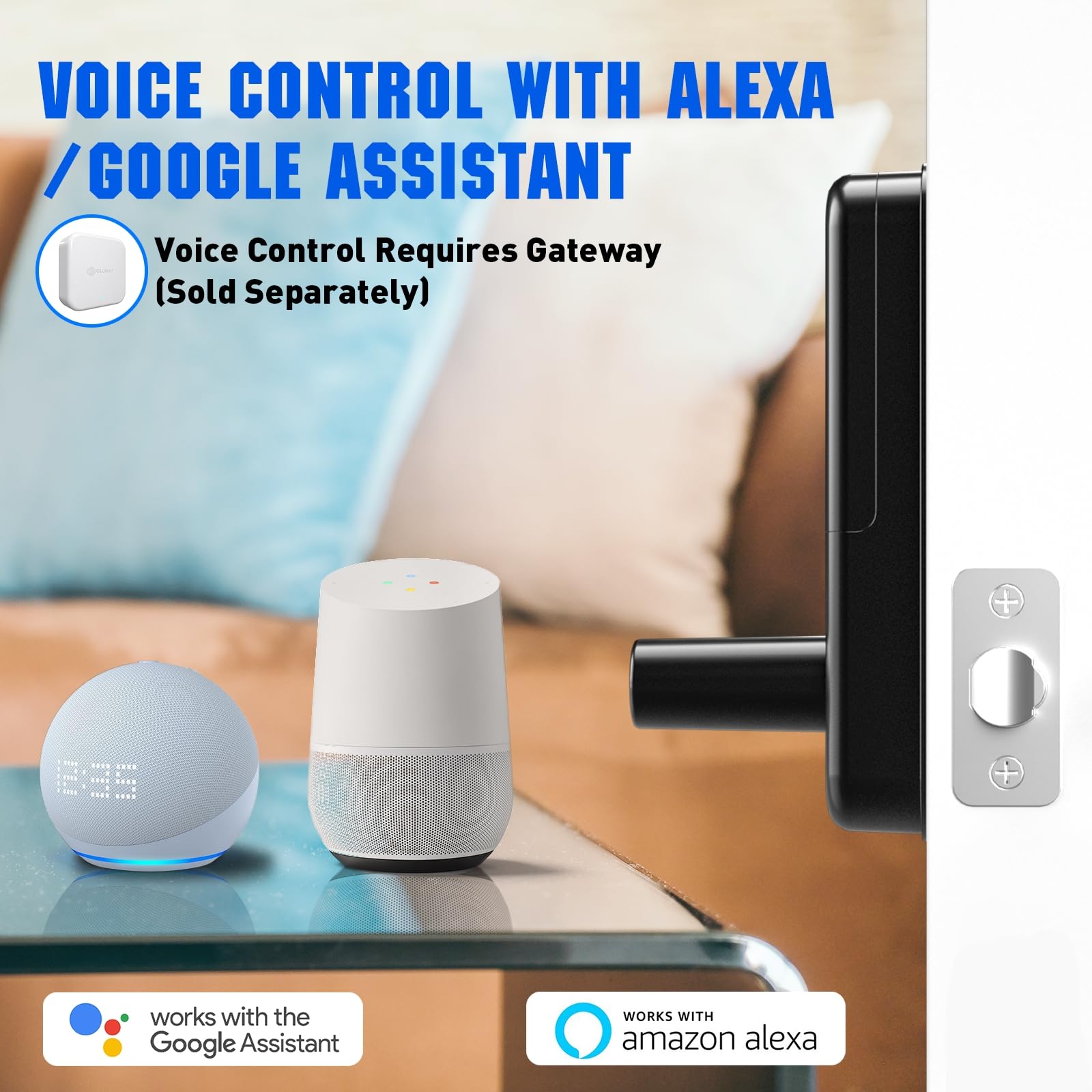 Olumat Smart Lock For Front Door: Keyless Entry Door Lock, Smart Keypad Lock With Handle, Fingerprint Lock With App, Digital Lock With Handle, For Garage, Home, Office