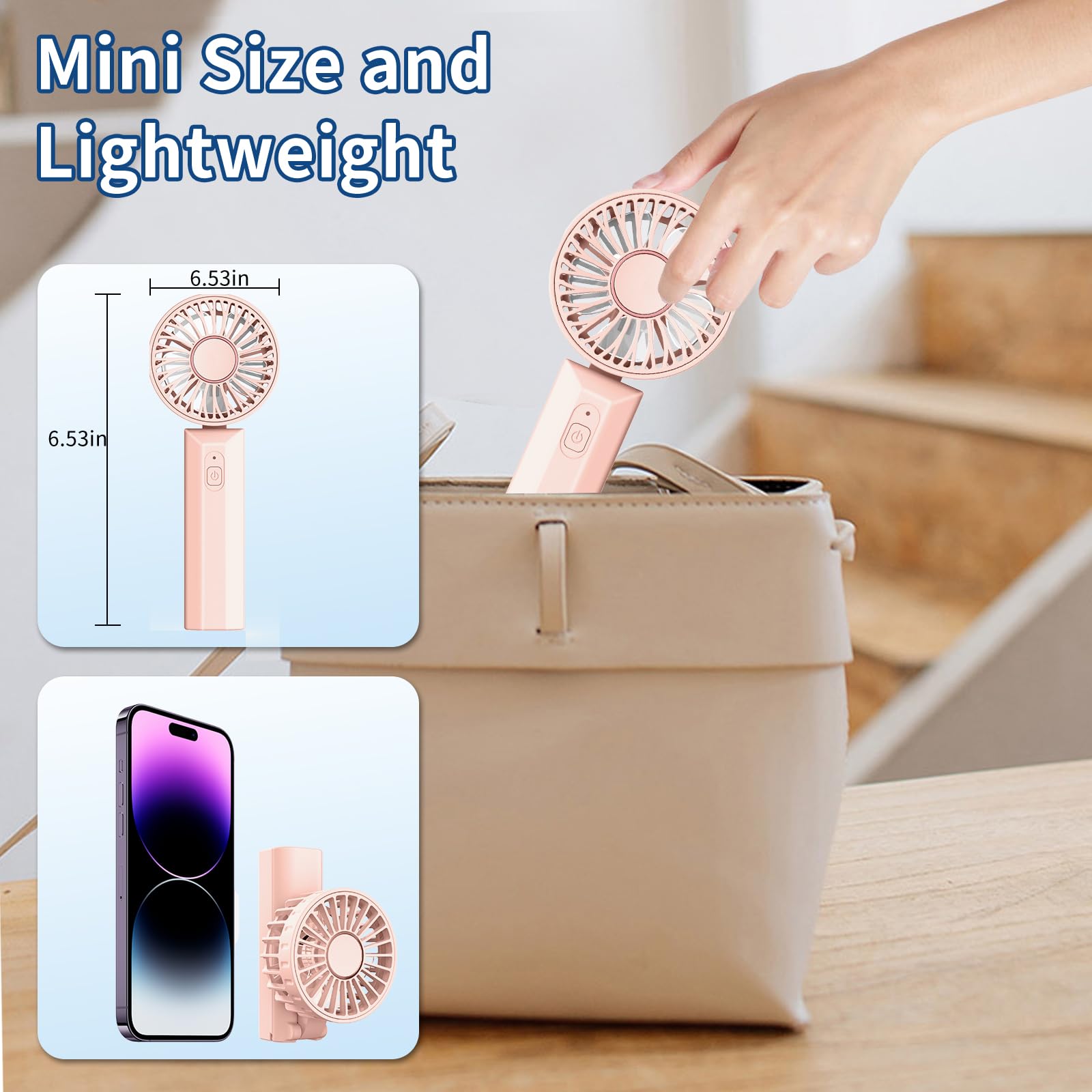 Fan folded at 180°, demonstrating its adjustable head for versatile airflow direction.