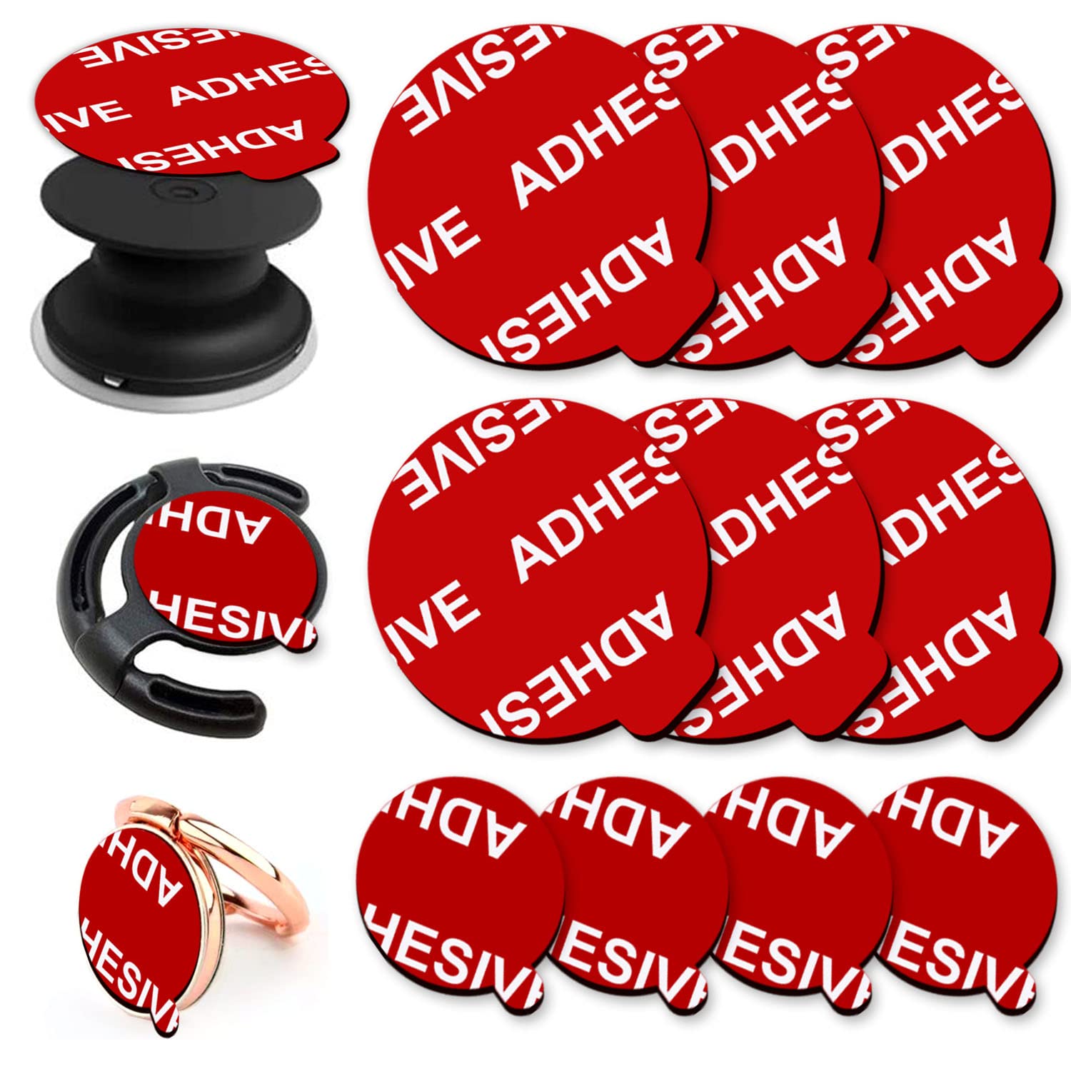 Azxyi Very High Bond Sticky Adhesive, 9 Pack Socket Replacement Kit, 6 Pcs Double-Sided Stickers For Socket Base And 3 Pcs Pads For Car Magnetic Phone Holder