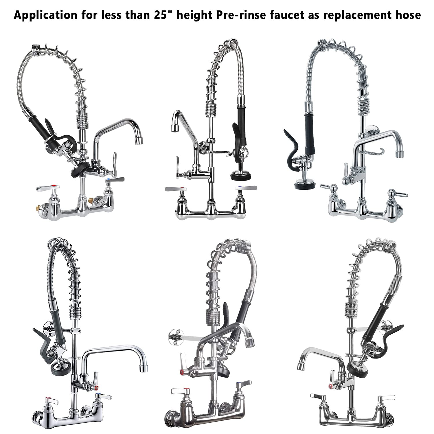 Tber Pre Rinse Faucet Sprayer Hose Replacement Kit For Commercial Kitchen Sink Faucet, 30 Inch Flexible Stainless Steel Commercial Dish Spray Hose Parts