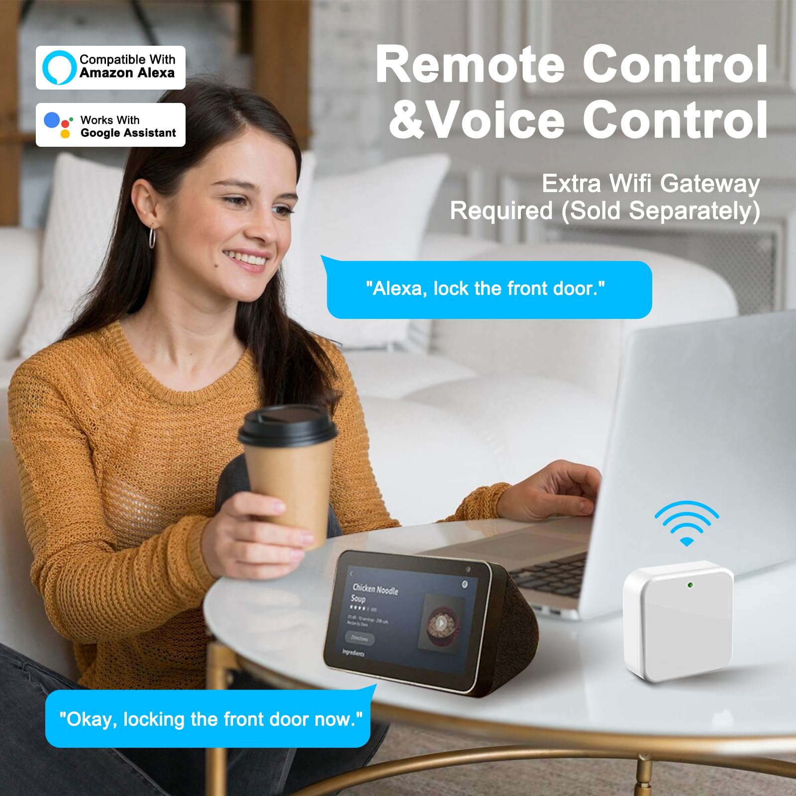 Seveko Keyless Entry Door Lock, Smart Locks For Front Door With Handle, Fingerprint Front Door Lock Set With App Control, Keypad Deadbolt Door Locks, Smart Lock Compatible With Alexa, Satin Nickel