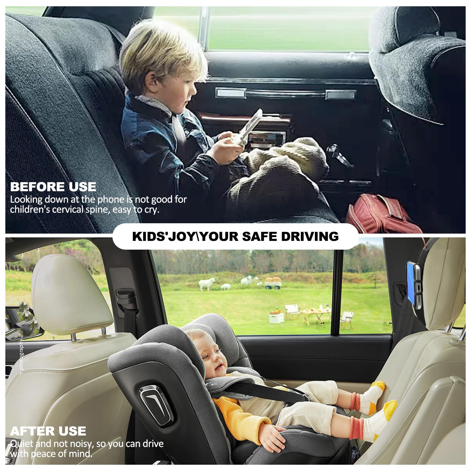 Z Zothington 2 Pack Car Phone Headrest Holder - Car Back Seat Headrest Phone Mount For Kids, Road Trip Essentials, Compatible With Iphone, Samsung, Google, Huawei, Nokia, Other Smartphones