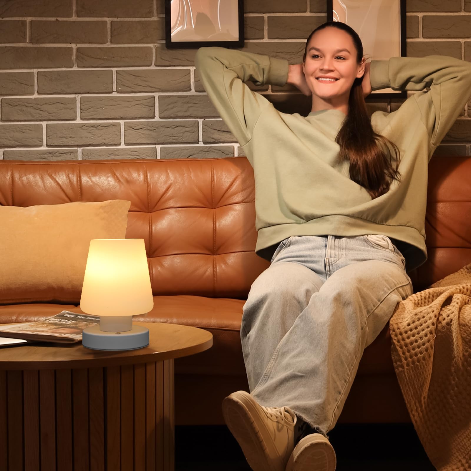 Ofisexpt Cordless Rechargeable Led Table Lamps, 5200Mah Battery Operated, Stepless Dimming, Touch Lamps For Nightstand, 3000K Led Bulb, Simple Design