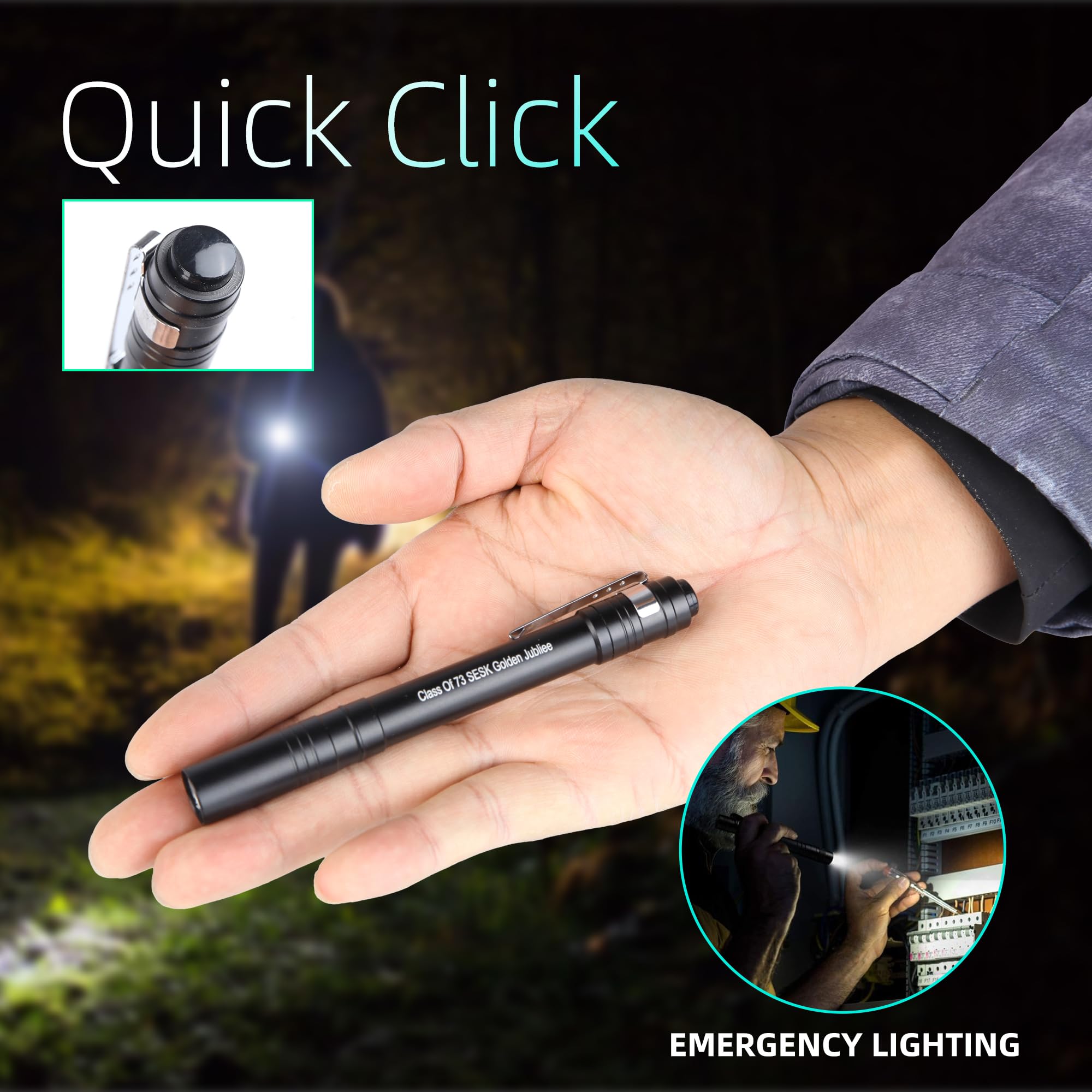 Bonashi Led Mini Pen Flashlights, Lightweight, Pocket Flashlight Powered By 2Aaa Battery With Clip, 2 Pack For Work, Emergency (Battery Included)