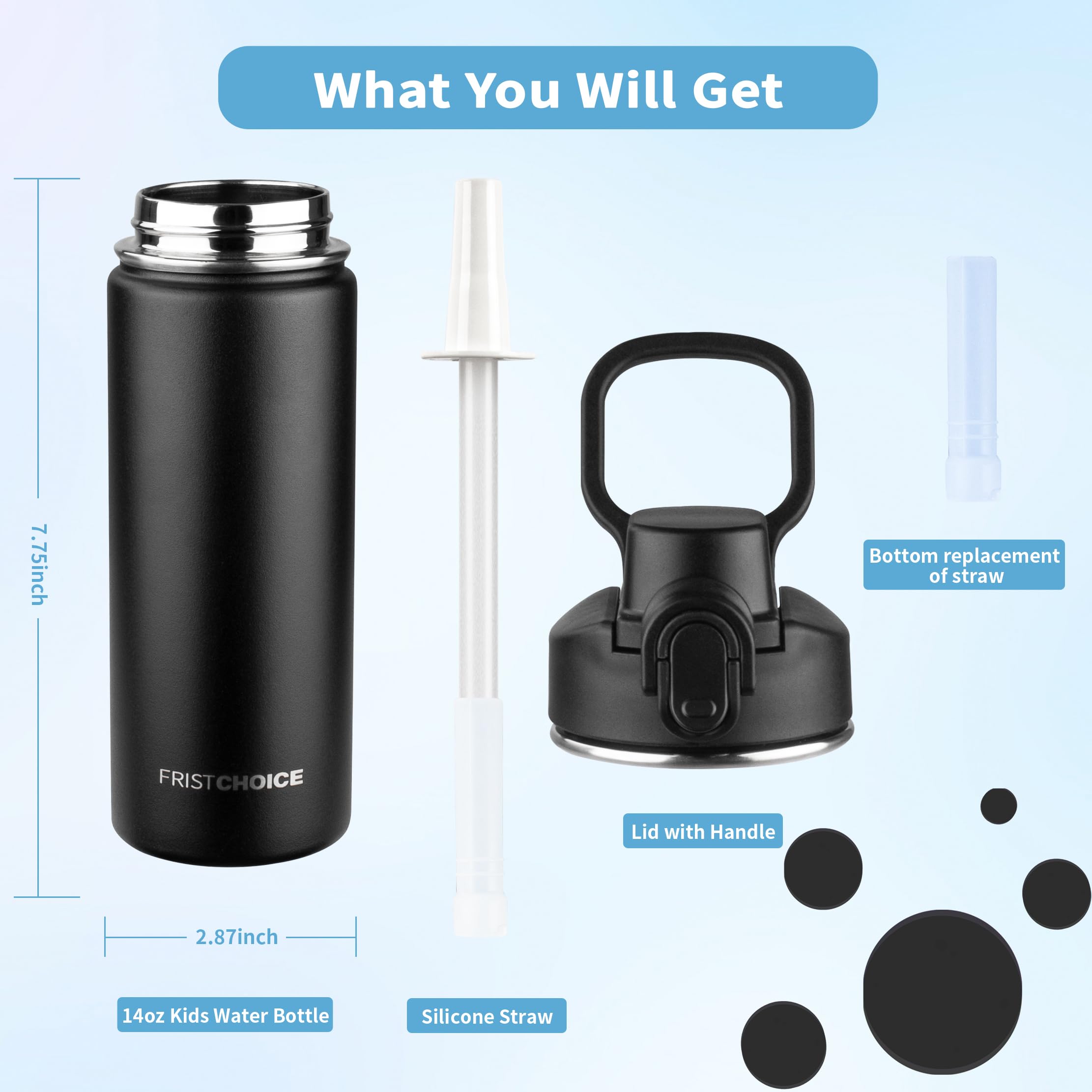 Insulated Water Bottle With Lid,18Oz Stainless Steel Water Bottle For Boys,Girls,Double Wall Vacuum