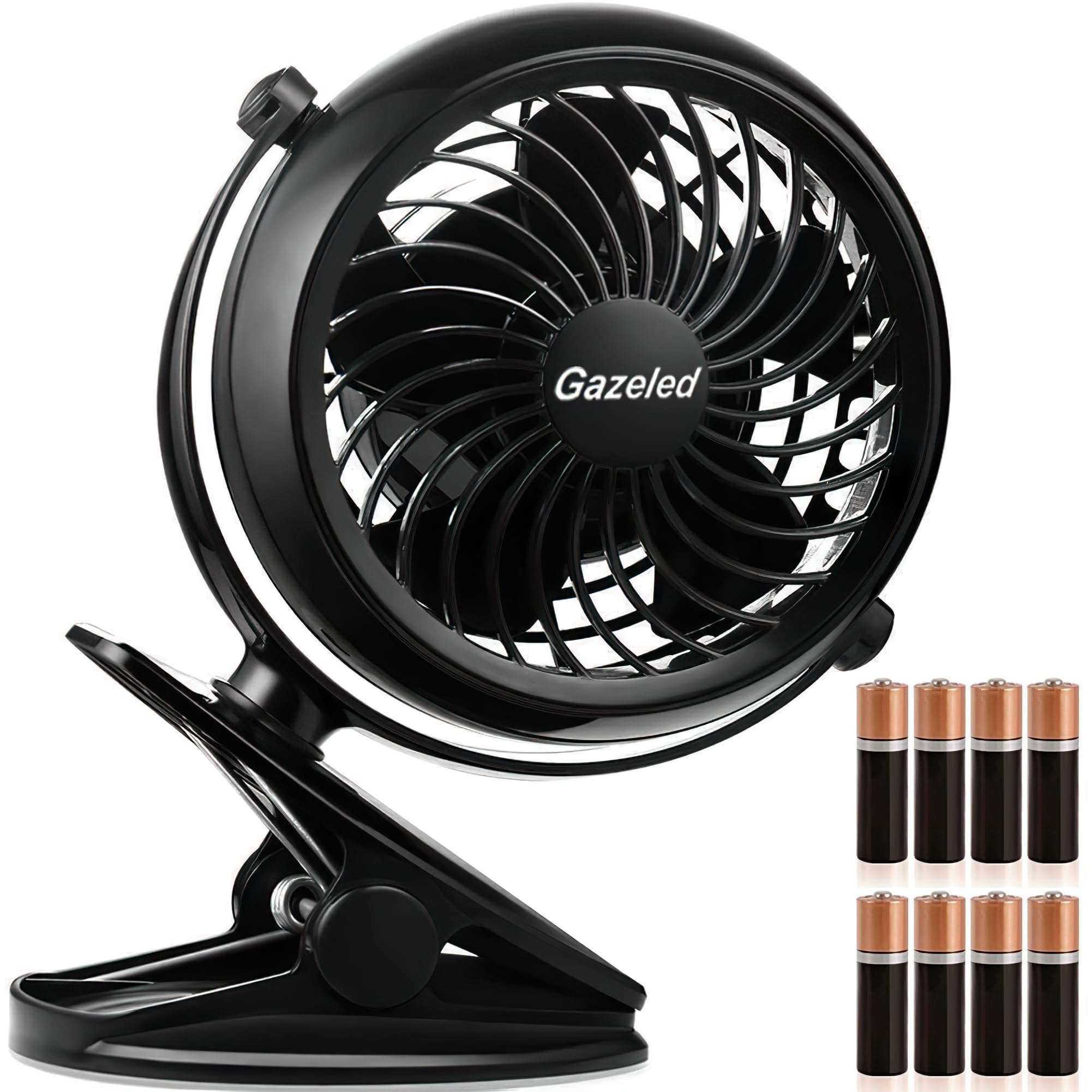 Gazeled Battery Operated Fans, Stroller Fan Battery Operated, Portable Battery Powered Fan With Clip - Koospark