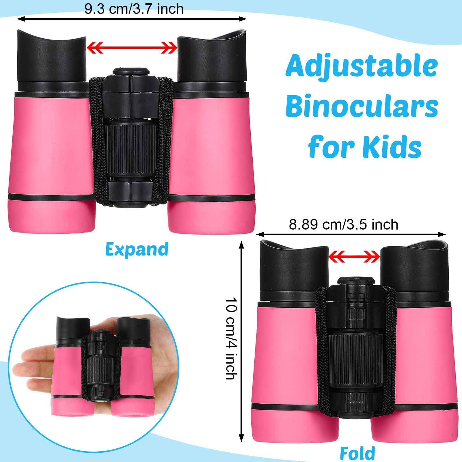 Yunsailing 4 Set Kids Binoculars Children Colorful Real Binoculars Set Shockproof High Resolution With Magnifying Glass And Compass For Bird Watching Hunting Hiking Outdoor Exploring(Bright Color)