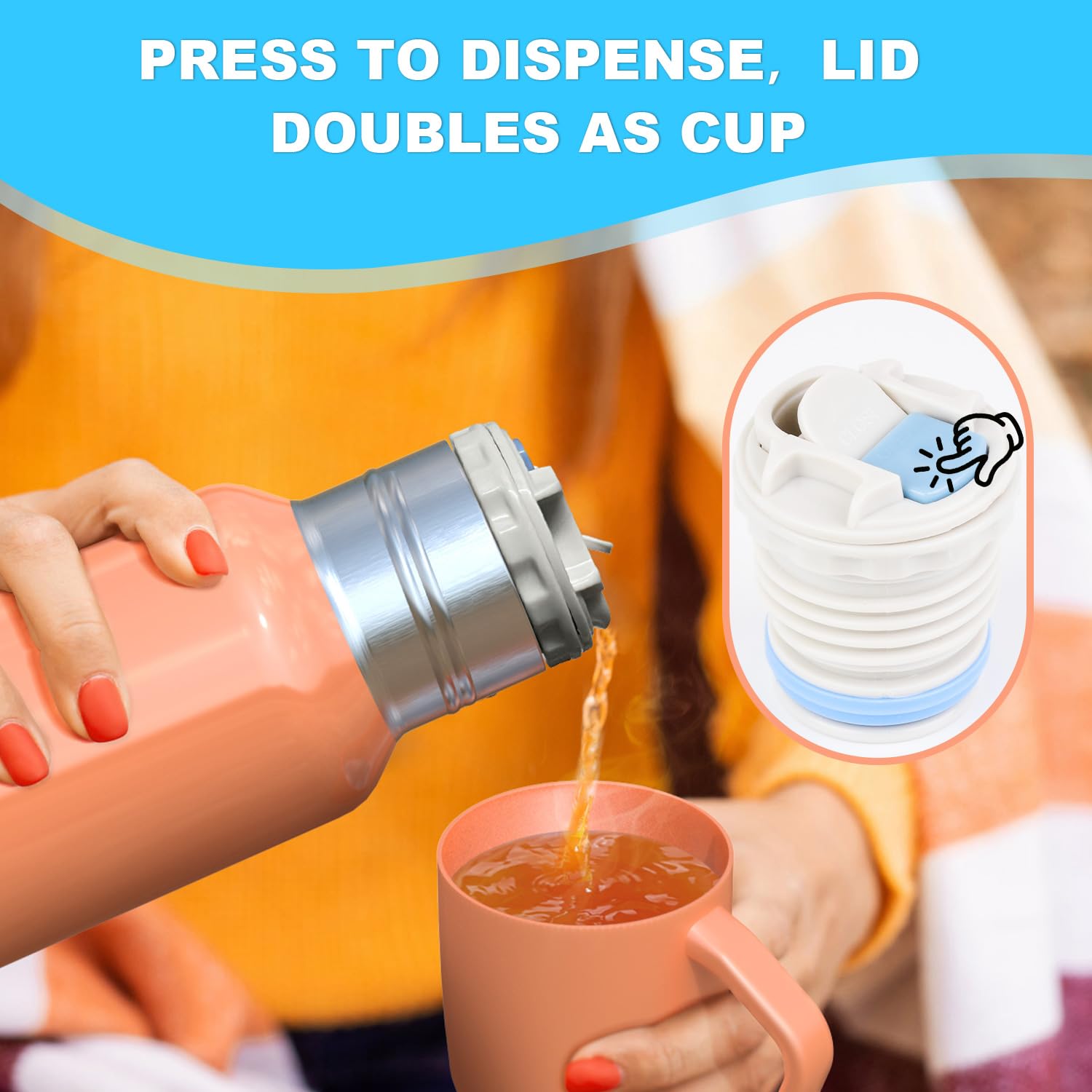 Vacuum Insulated Water Bottle Thermo With Cup 648Ml/22Oz Stainless Steel Thermal Water Bottles