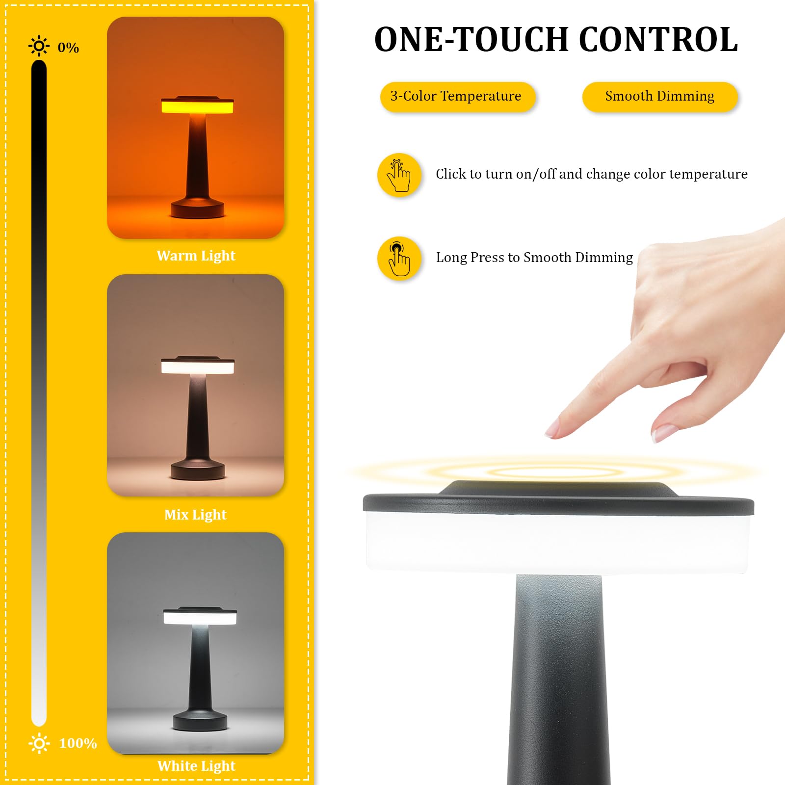 Lstvzsnrx Portable Led Table Lamp With Touch Sensor, Night Lamp With 3-Levels Brightness, Rechargeable Battery, Multiple Uses For Kids Nursery, Nightstand Lamp, Bedside Lamp (Black)