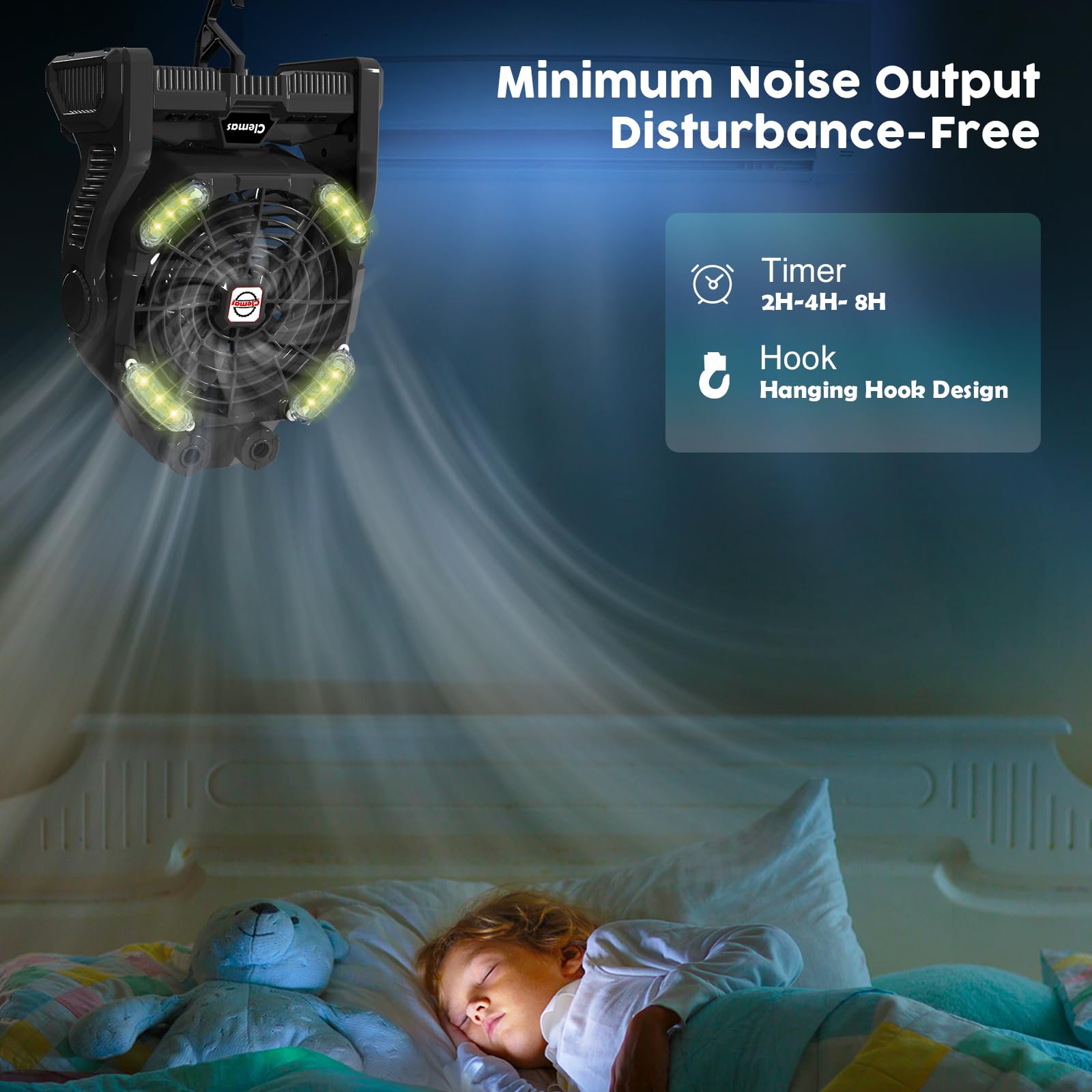 Large Camping Fan With Mister Rechargeable Long Lasting Portable Battery Powered Water Misting Fan