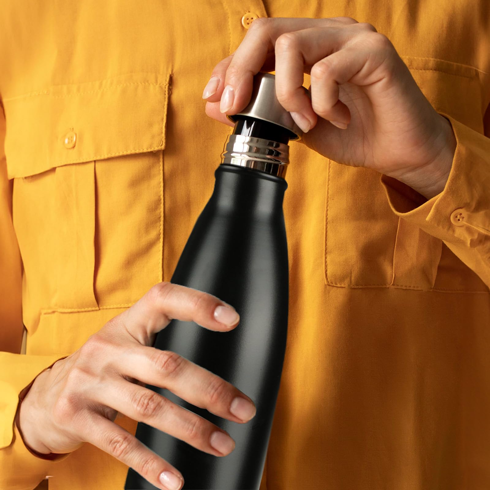 H2O Stainless Steel Water Bottle, Vacuum Insulated 12H Hot & 24H Cold Drinks Bottle