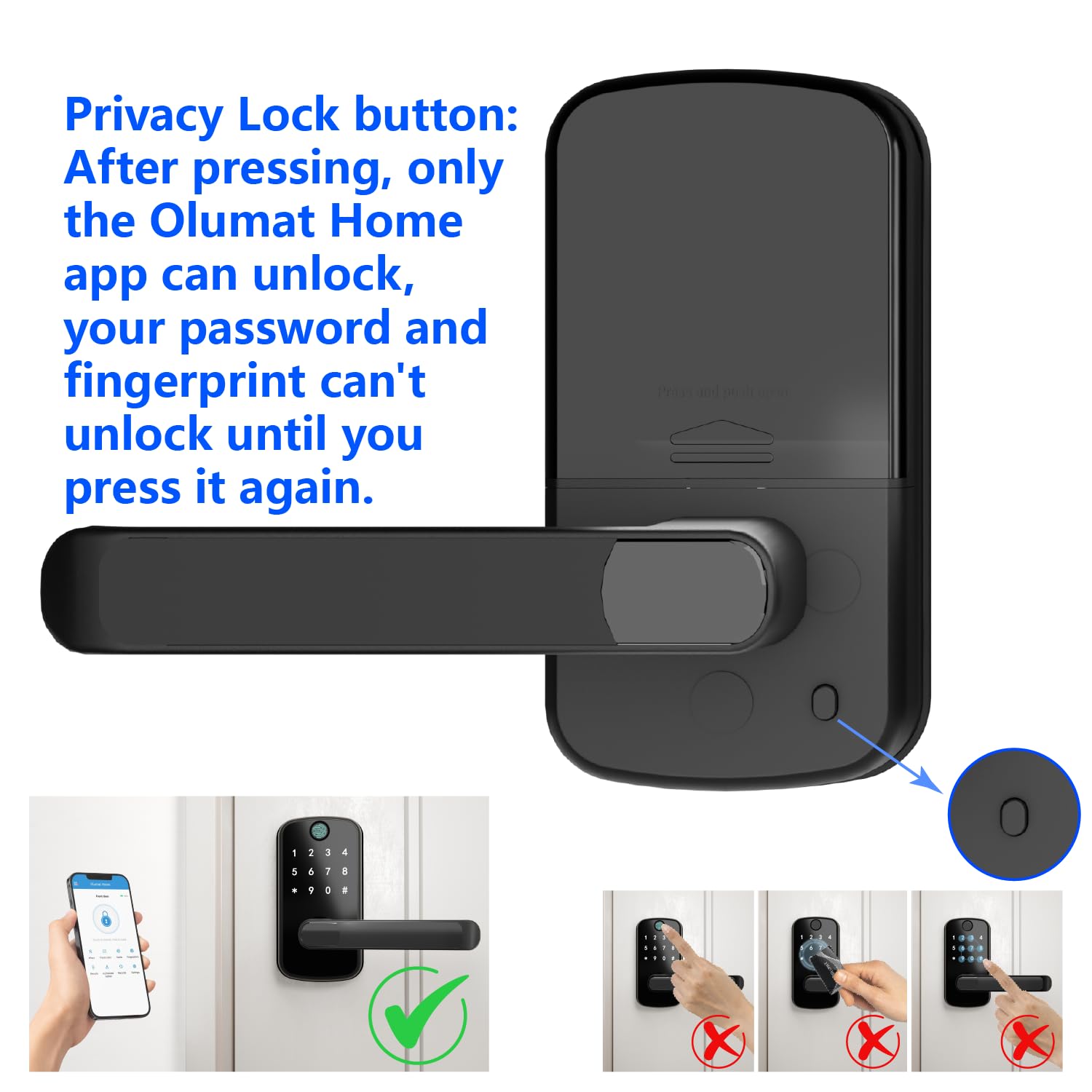Olumat Keyless Entry Door Lock With Gateway: Smart Door Lock With Fingerprint - Keypad Door Lock With App Control - Digital Door Lock For Front Door - Smart Lock For Garage, Home, Office And Rental