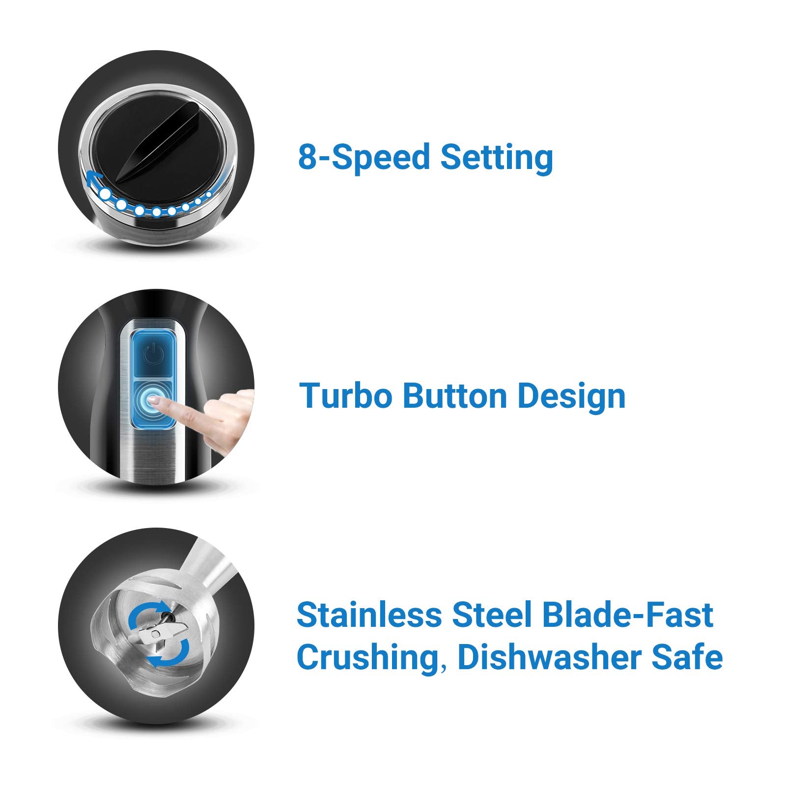 Soltronics 3-In-1 Hand Blender, 3-In-1, 8-Speed 500 Watts Stick Blender With Milk Frother, Egg Whisk For Smoothies, Coffee Milk Foam, Puree Baby Food, Sauces And Soups, Bpa-, Black