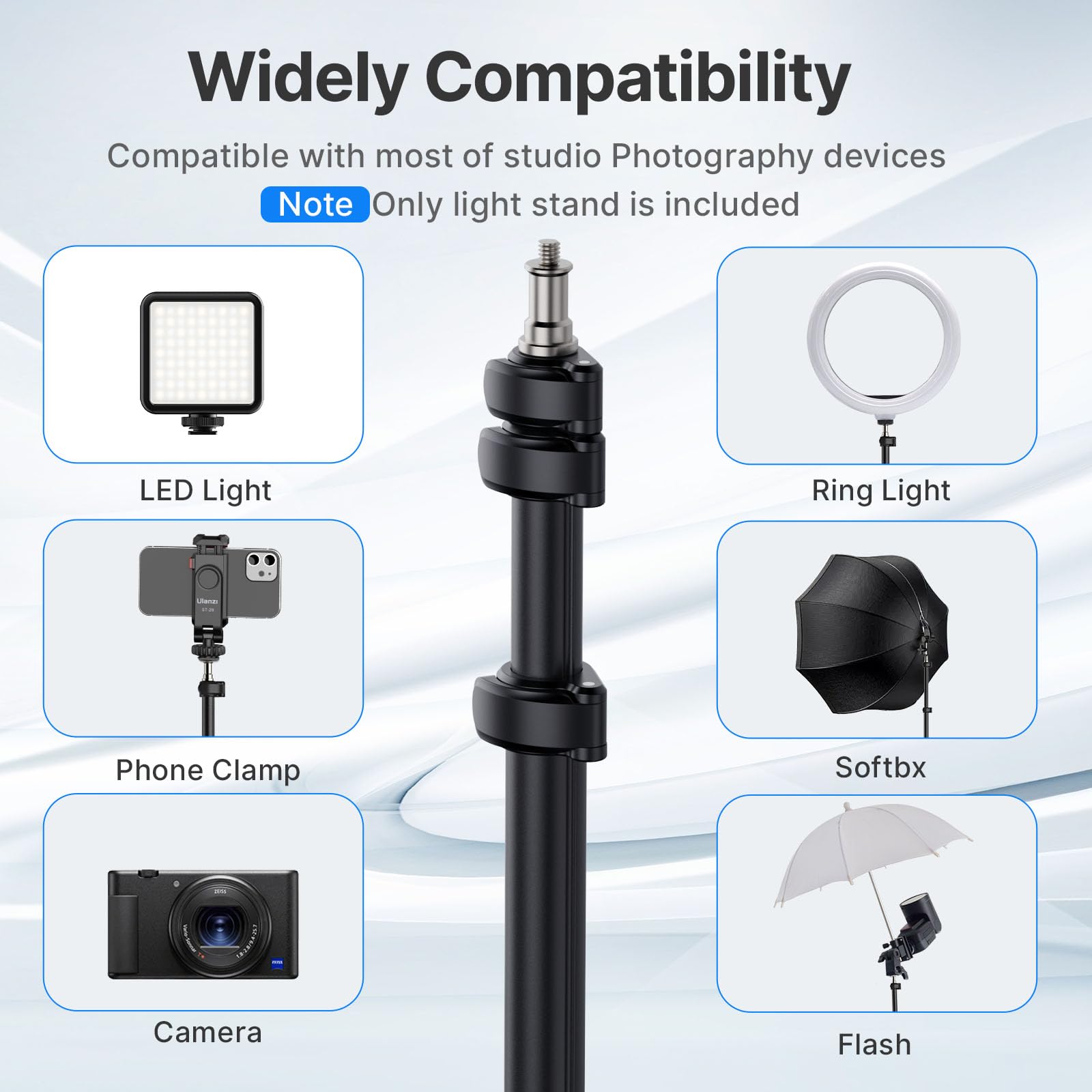 Vijim Ulanzi Tt43 Extendable Photography Light Stand, Adjustable 6.23Ft Aluminum Tripod, Reversible Portable Studio Lighting Tripod For Continute Output Lighting/Strobe Light/Webcams/Cameras/Softbox