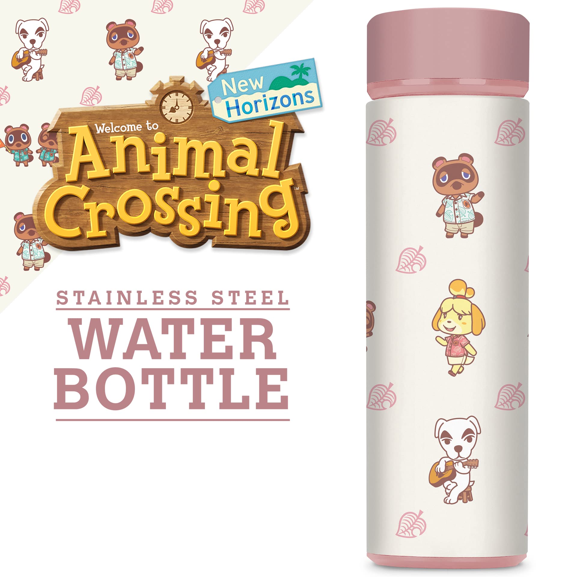Animal Crossing 17Oz, Insulated, Stainless Steel, Leak Proof, Water Bottle (Island Idols)