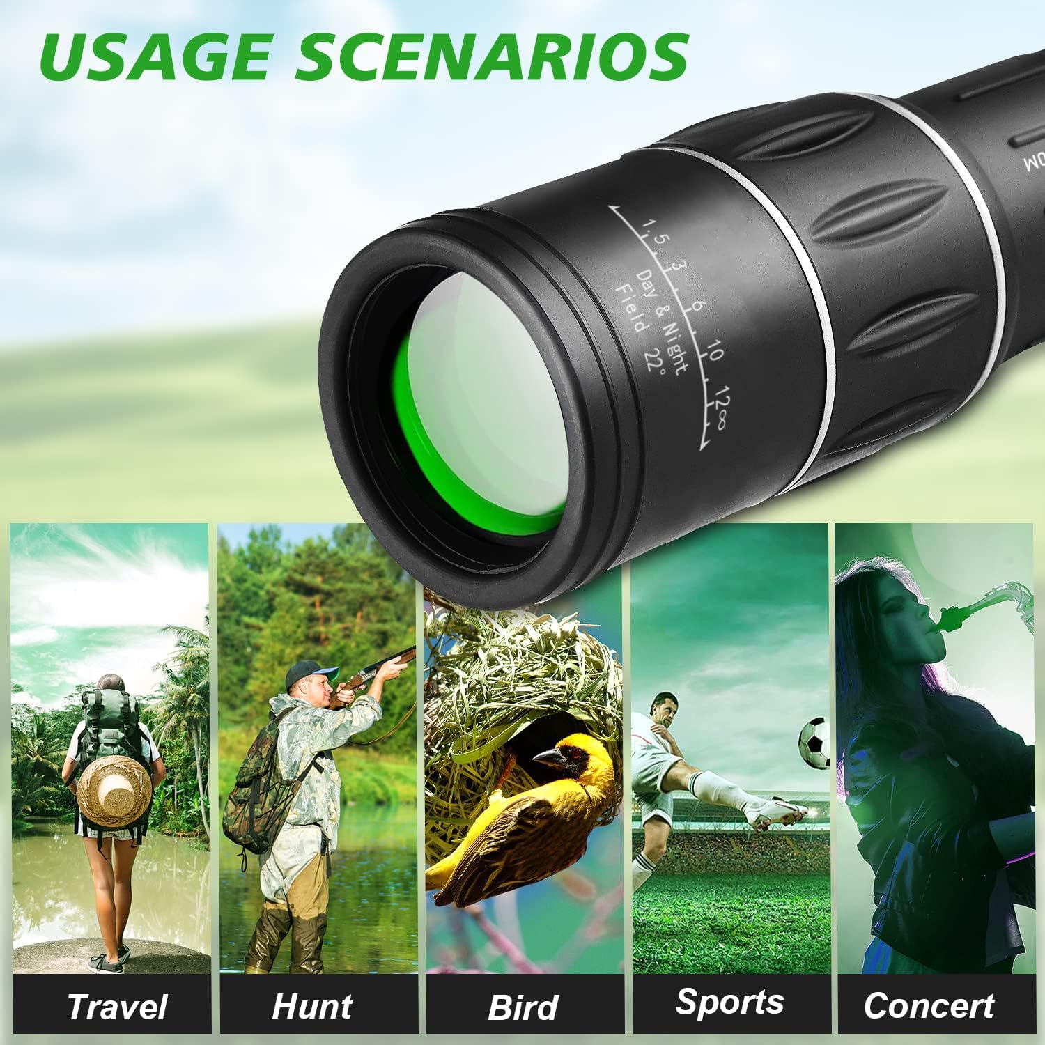 Sihea 16X52 Mini Monocular Telescope High Powered For Adults, Birthday  For Men Dad Him Husband Teen Boys, Bak4 & Fmc Prism Scope For Birdwatching Outdoors Hunting, Cool Gadgets For Men