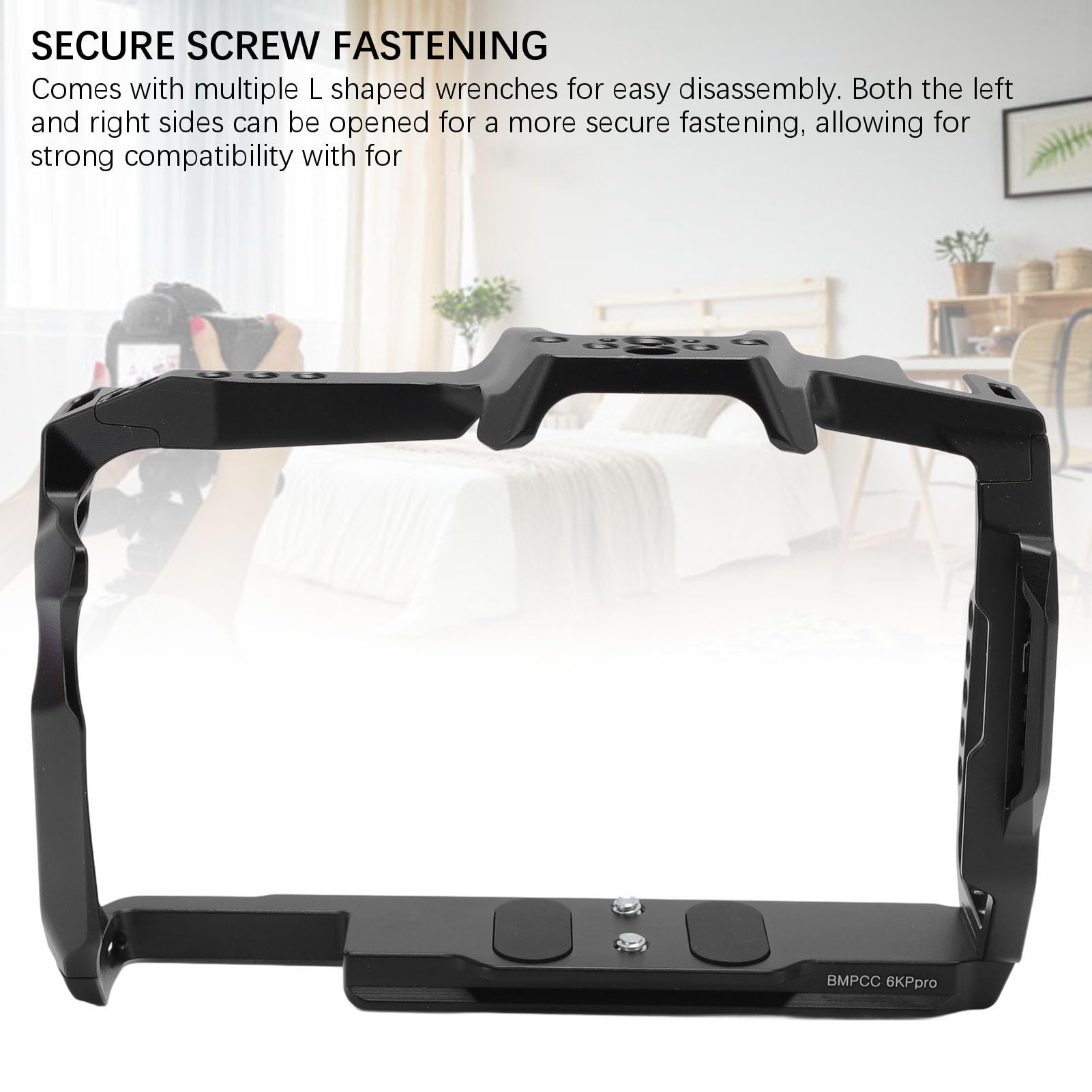 Akozon Camera Cage Aluminum Alloy Metal Video Rig Protective Full Cage Bmpcc 6Kpro Cold Shoe Mount Kit