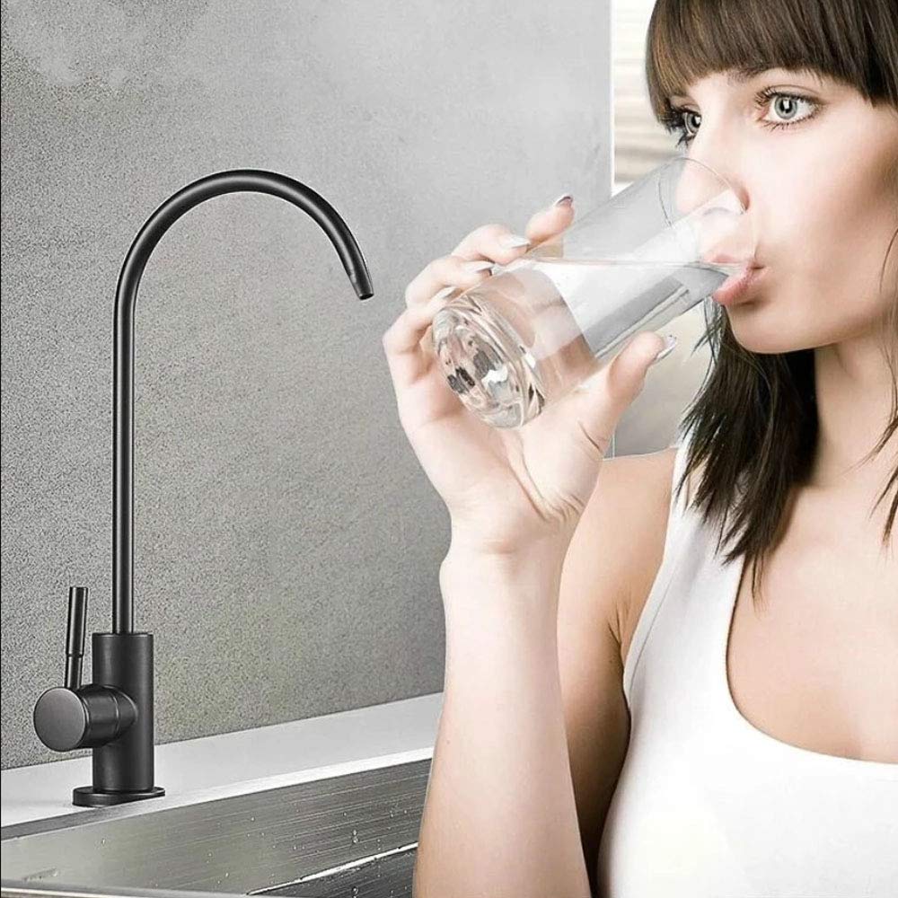 Pargadeco Matte Black Kitchen Water Filter Faucet, Stainless Steel 304 Water Purification Faucets, R.O. Faucets, Drinking Water Faucet Fits Most Reverse Osmosis & Filtration Systems (Non-Air Gap)