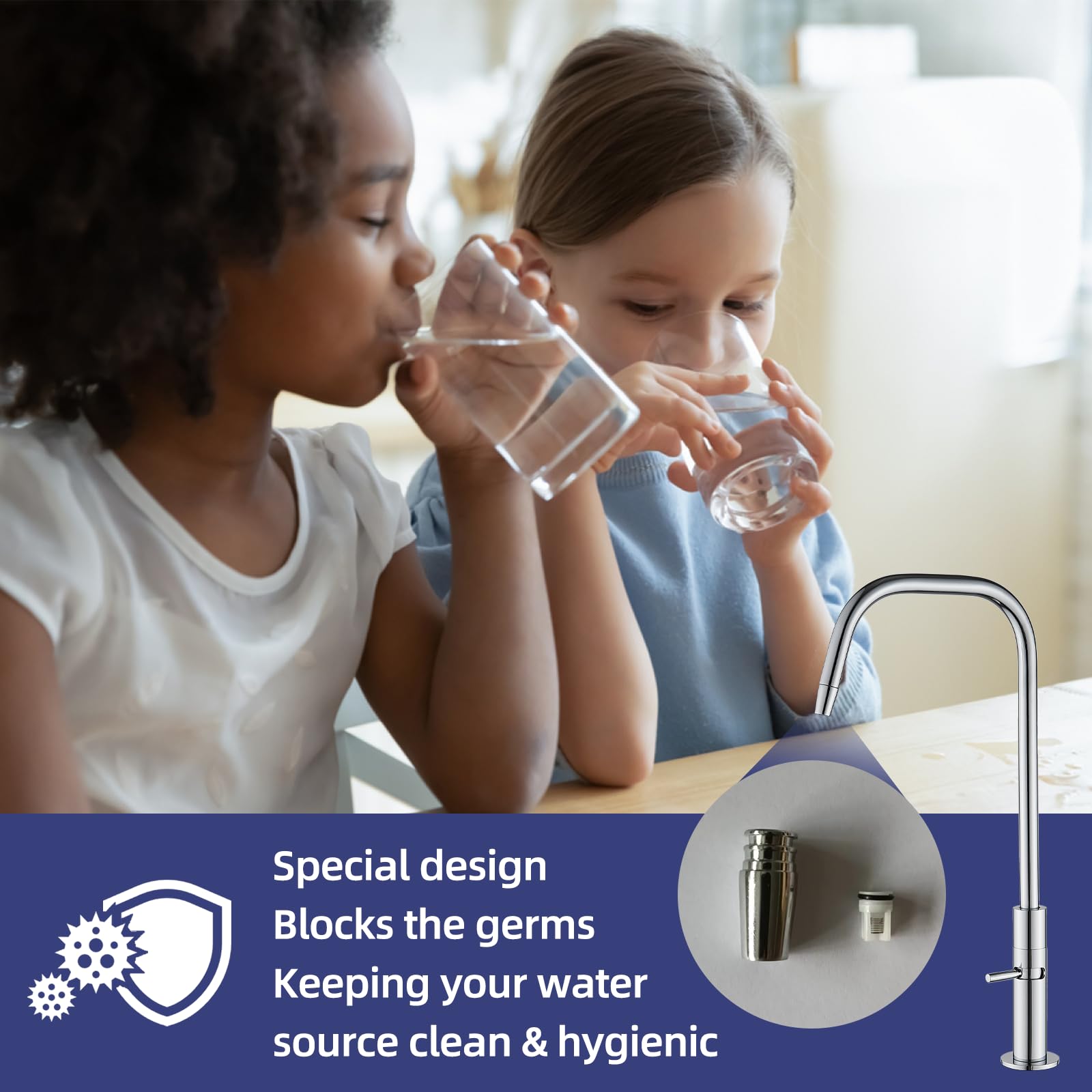 Zhibai Drinking Water Faucet For Kitchen Sink,Pure Water Filter Faucet Stainless Steel For Reverse Osmosis And Water Filtration System, Lead- Non-Air Gap Ro Faucet, Versatile Slim Faucet, Sliver