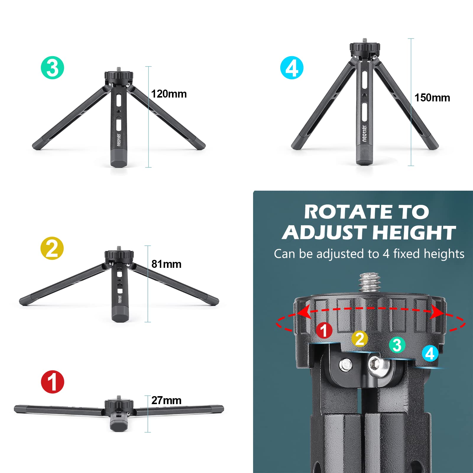Neotter Camera Tripod Rest, 360 Degree Rotation Adjustable Height V Yoke Stand