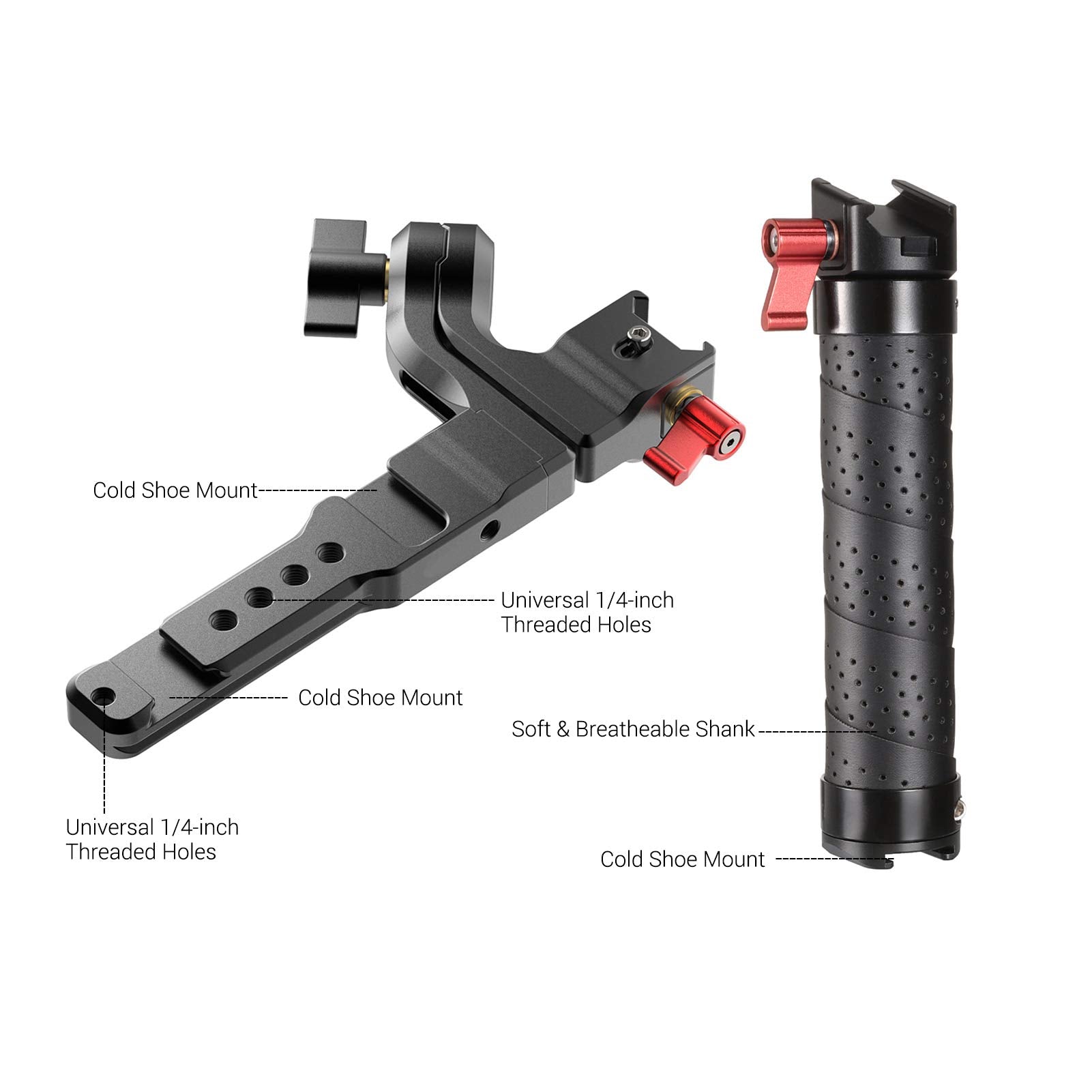 Andoer Aluminum Handle Sling Handgrip With Cold Shoe Universal 1/4 3/8 Interface Replacement For Ronin S 2 / Ronin Sc 2 Gimble