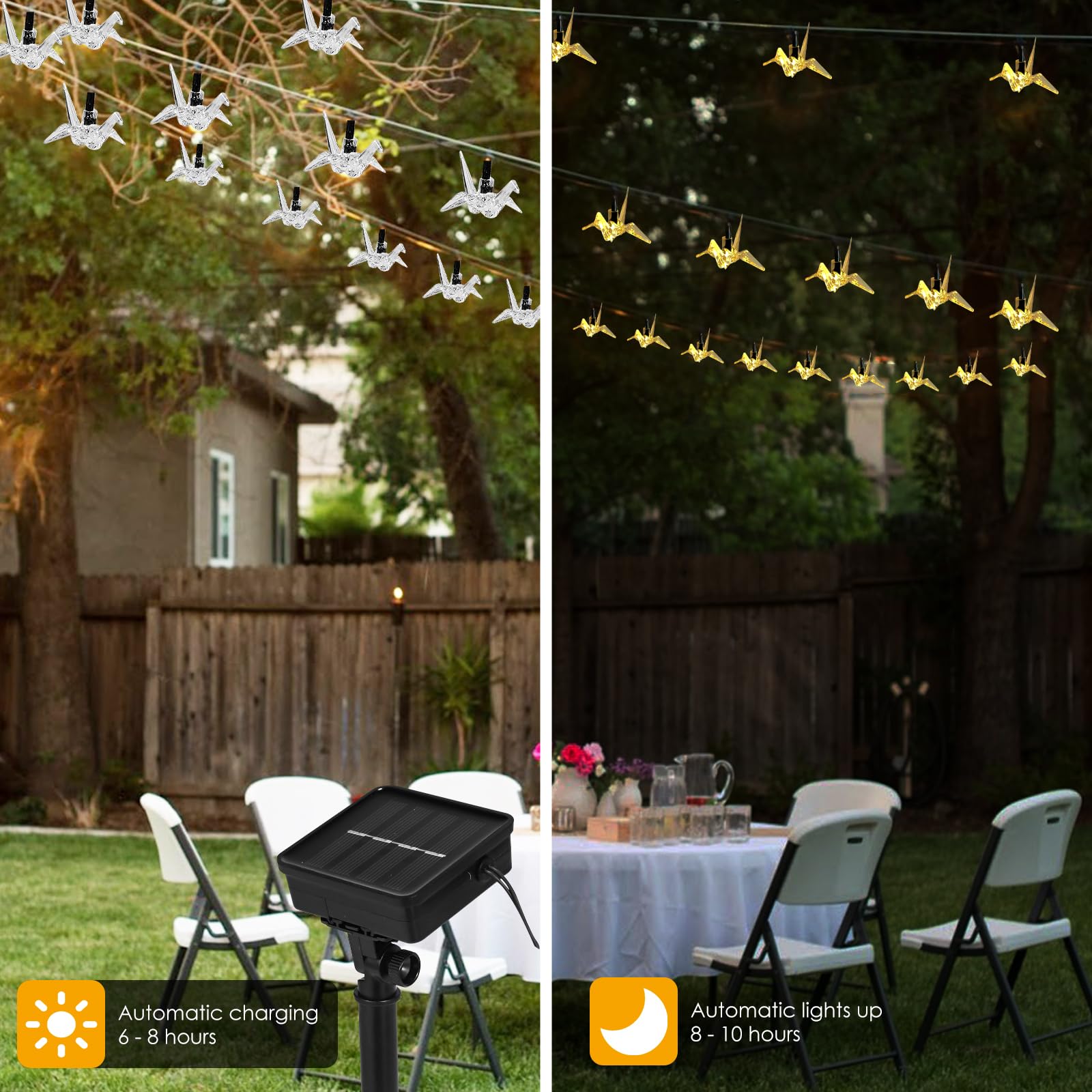 Evicyego Thousand Paper Cranes Solar Lights Outdoor,21Ft Solar String Lights With 30Led Realistic Crystal Cranes, Warmwhite Twinkle Cranes Lights For Home Garden Yard Porch Patio Christmas Party Decor