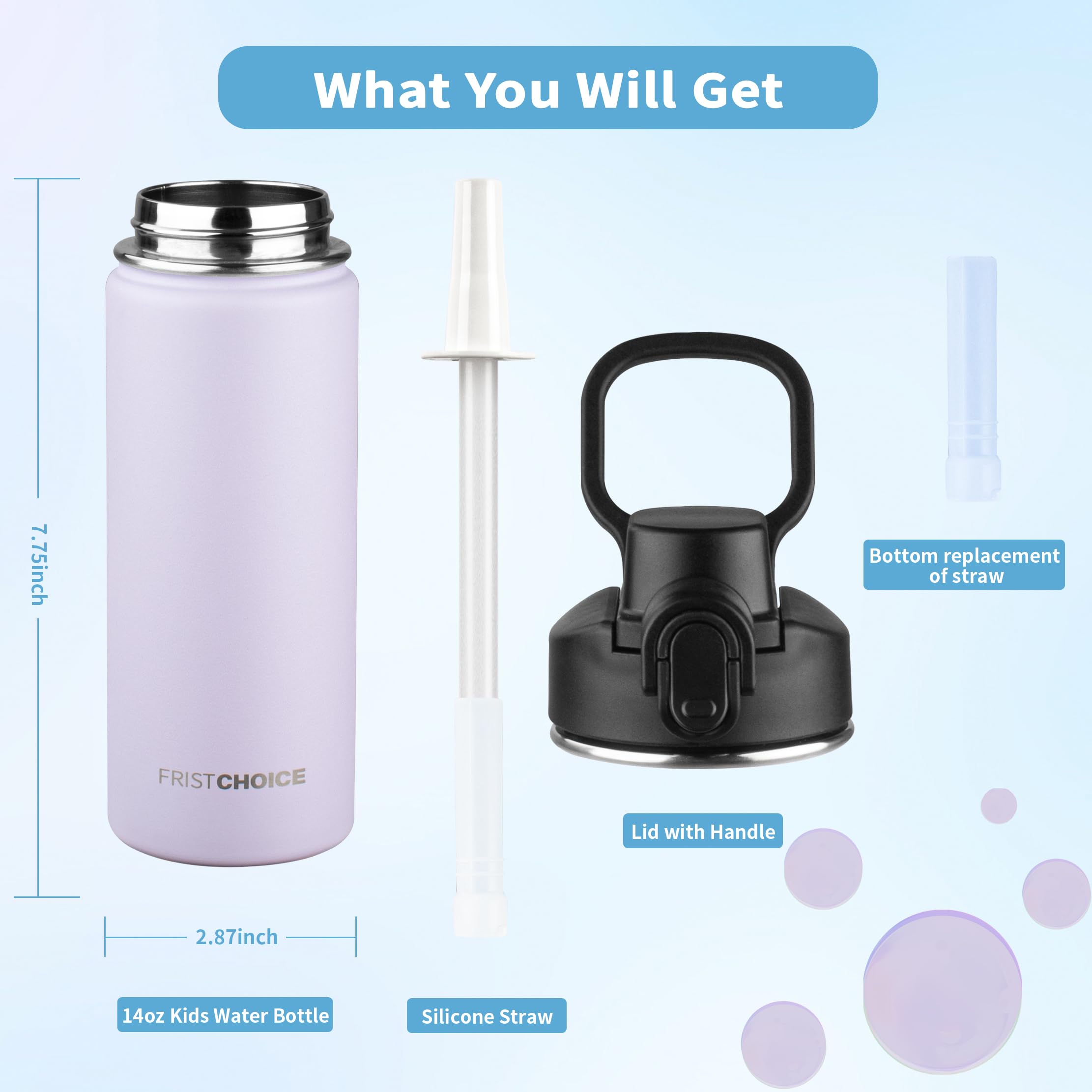 Insulated Water Bottle With Lid,18Oz Stainless Steel Water Bottle For Boys,Girls,Double Wall Vacuum