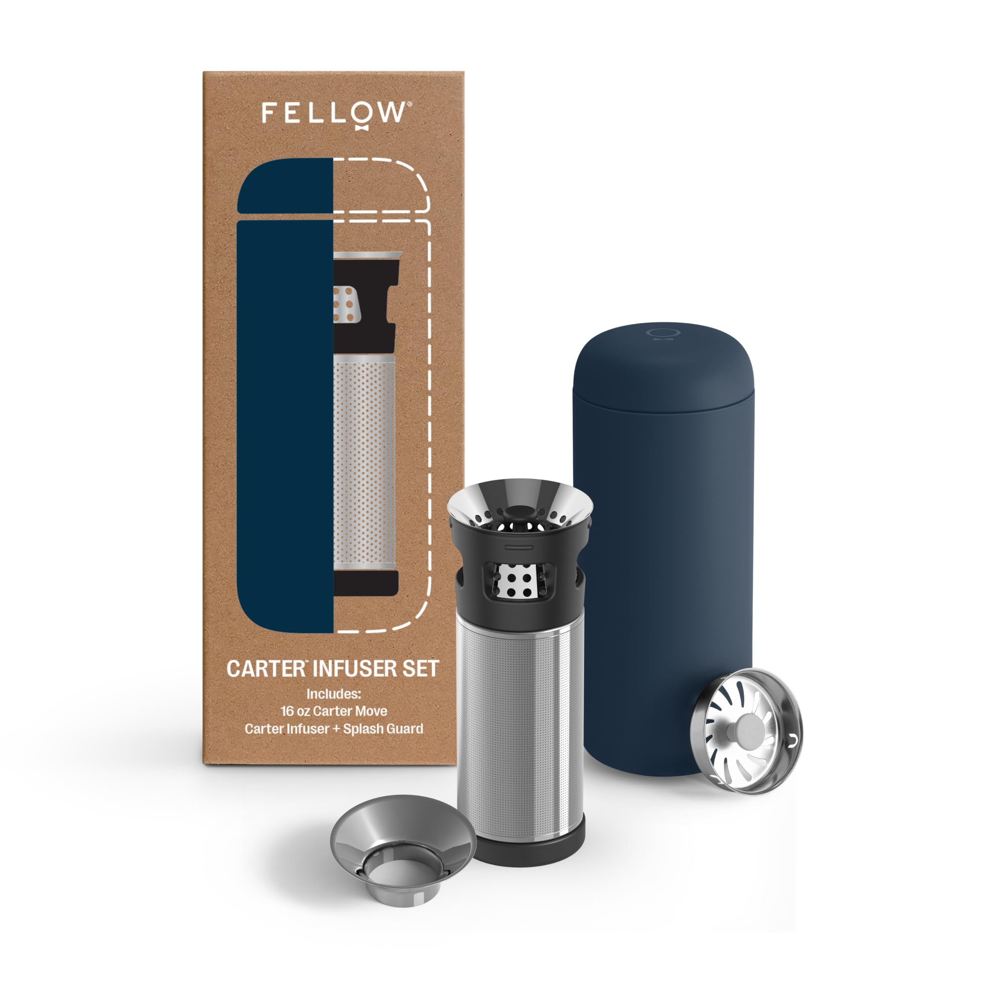 Fellow Carter Tea + Cold Brew Infuser & Carter Move 16 Oz Tumbler Set - Steep Tea On-The-Go