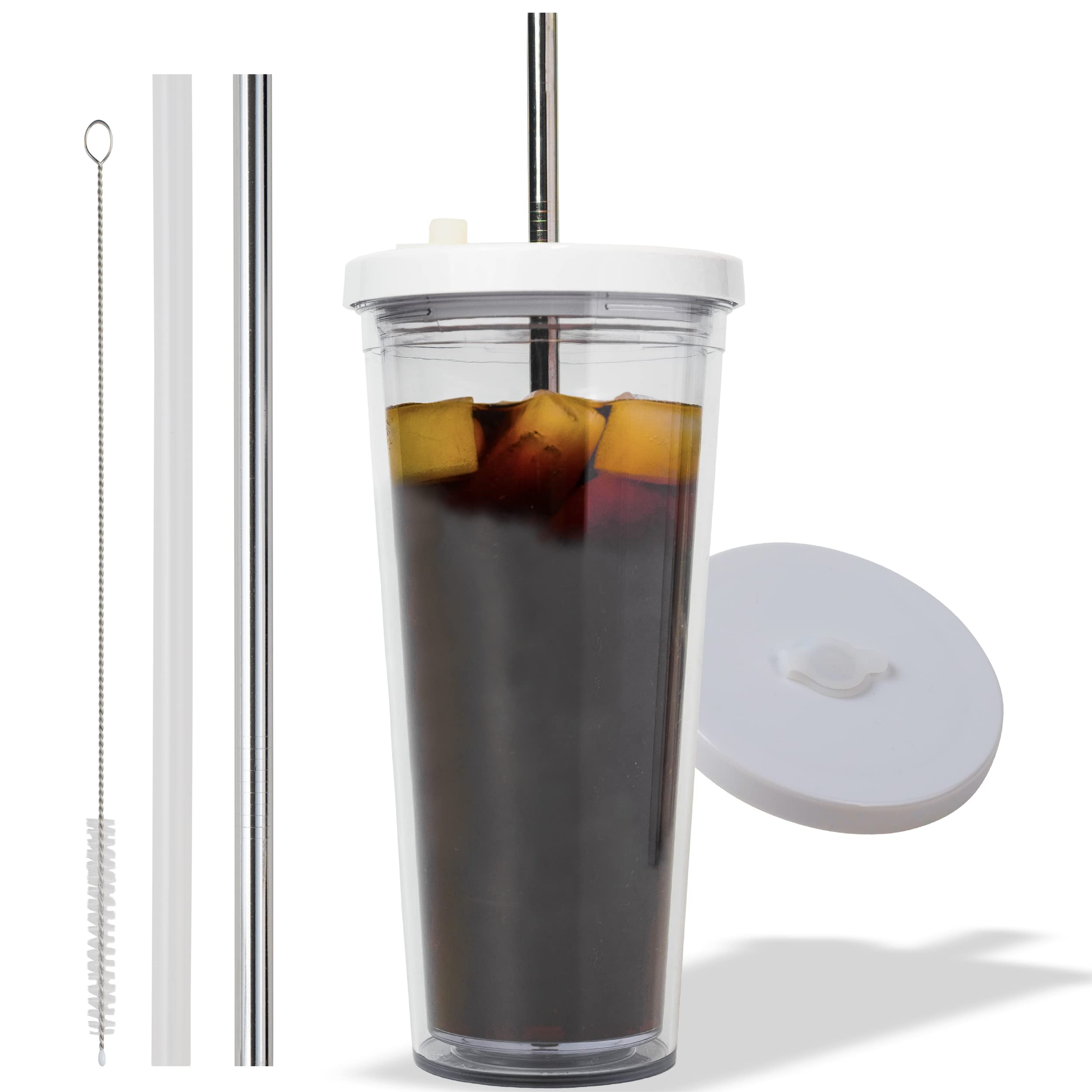 Reusable Iced Coffee Cup (24 Oz/Venti), Leak Proof And Double Wall Insulated Iced Coffee Tumbler