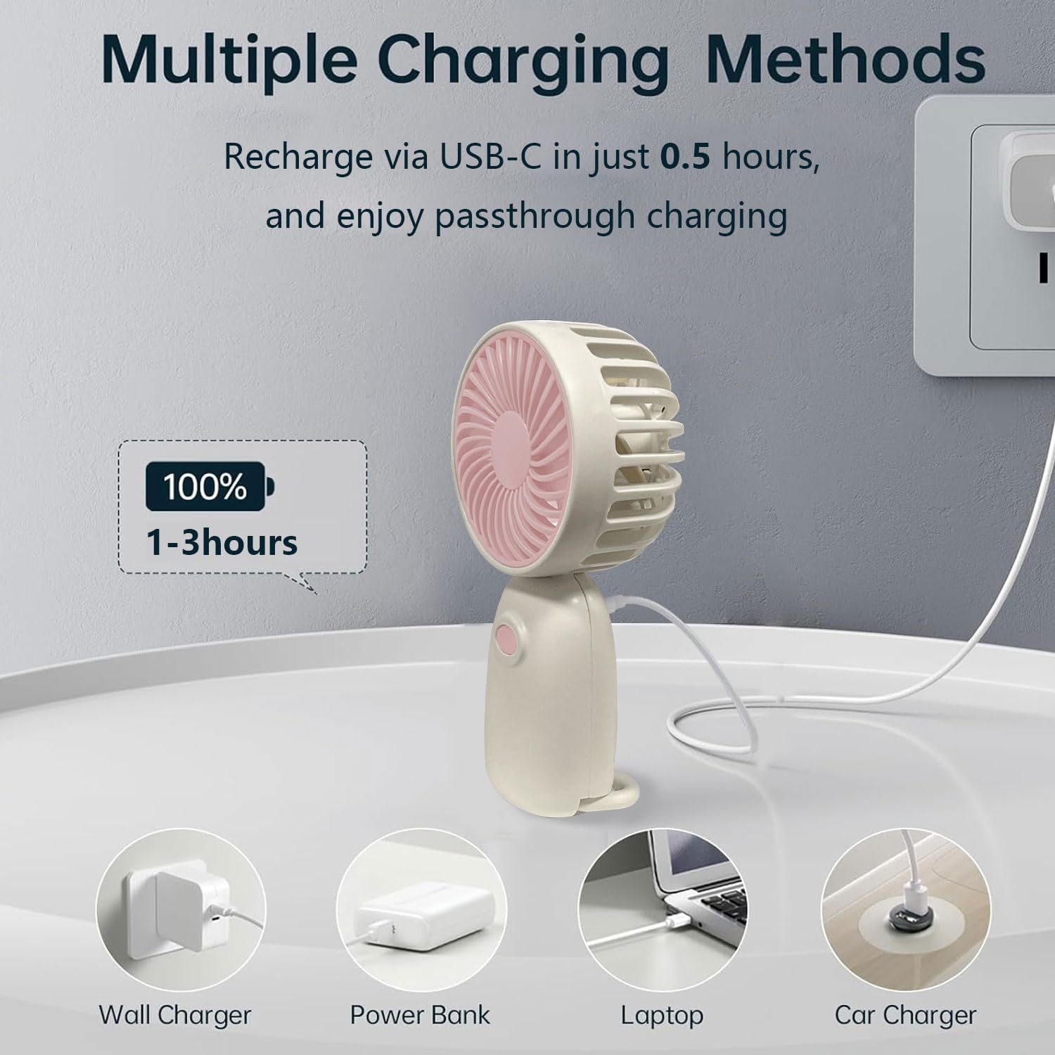 Mini Portable Fan,Cute Handheld Usb Rechargeable Battery Operated Lightweight Small Personal Fan