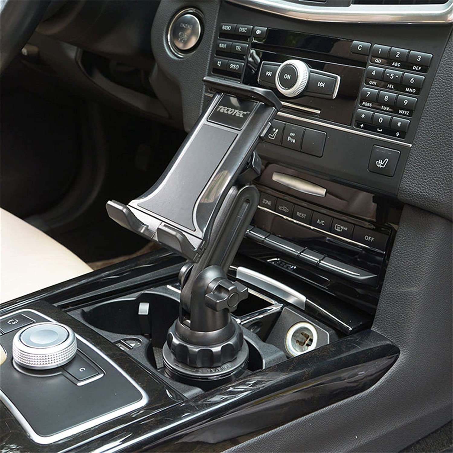 Tecotec Universal 2 In 1 Car Cup Holder Tablet Mount,  9" Long Neck Cup Holder Ipad Holder For All Cellphones/Z Fold 3/2/Rugged Phones/Tablets Up To 12.9"