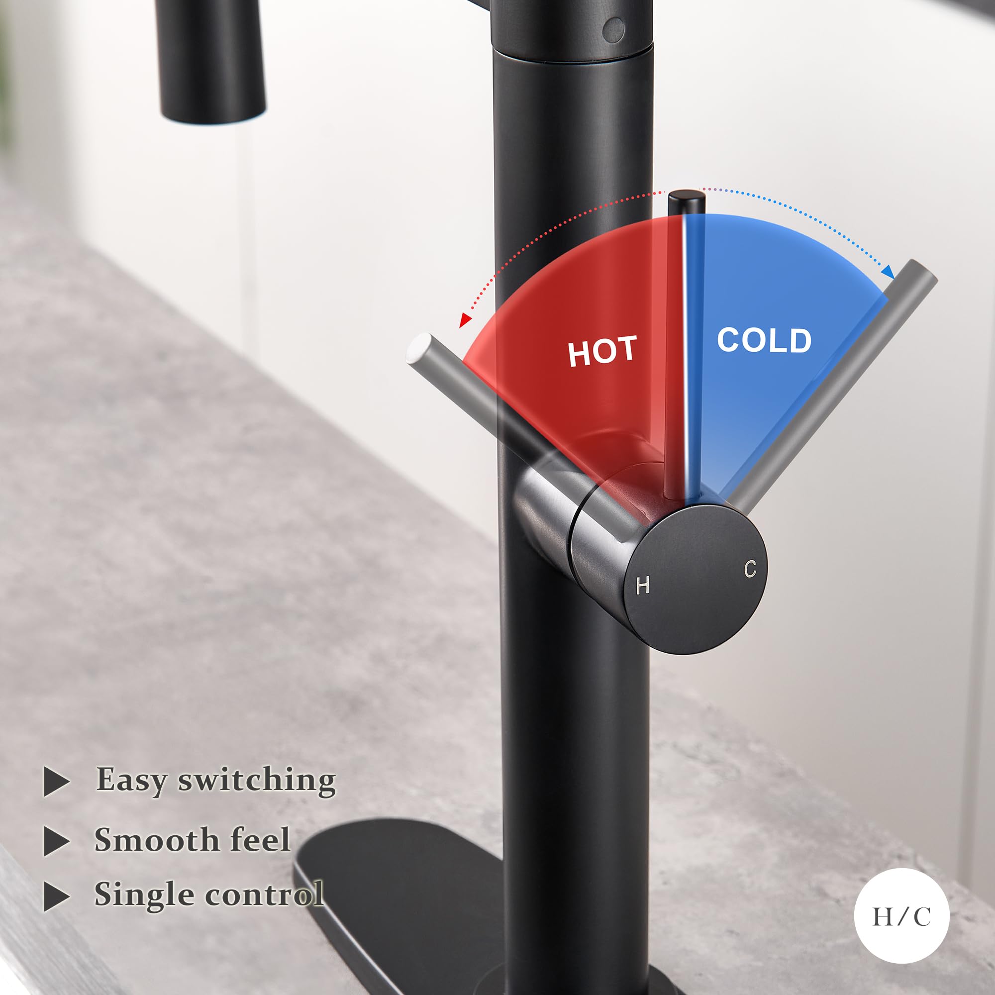 Tohlar Black Kitchen Faucet With Pull Down Sprayer, Matte Black Kitchen Sink Faucet Commercial Single Handle Kitchen Faucets For Kitchen Farmhouse Laundry Rv