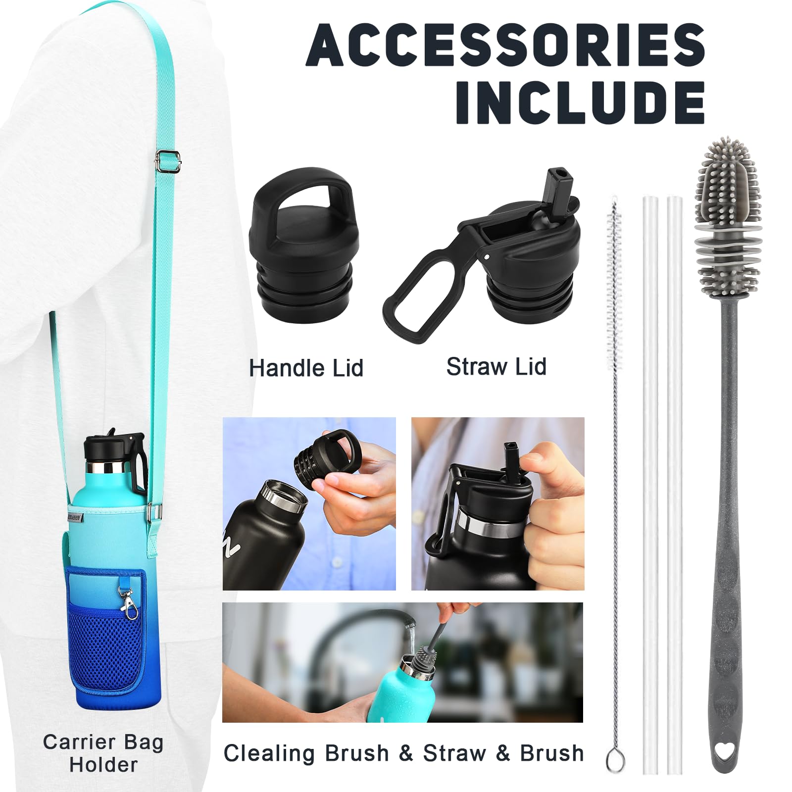 Werewolves Insulated Water Bottle With Straw Lid & Handle Lid, Stainless Steel Water Bottle