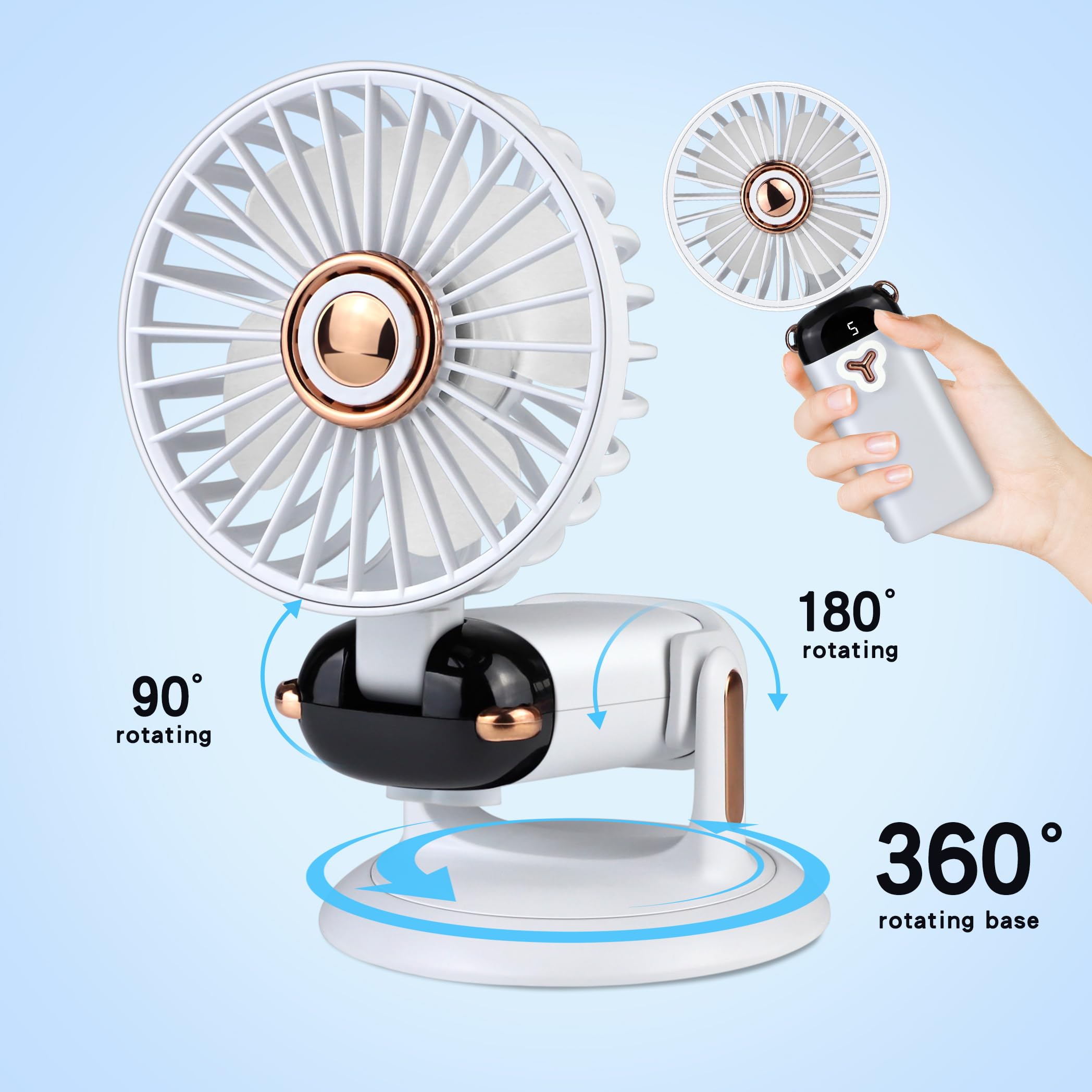 Versatile 4-In-1 Portable Handheld Fan, Battery Operated Fan With Base, 90°Ajustable, Rechargeable