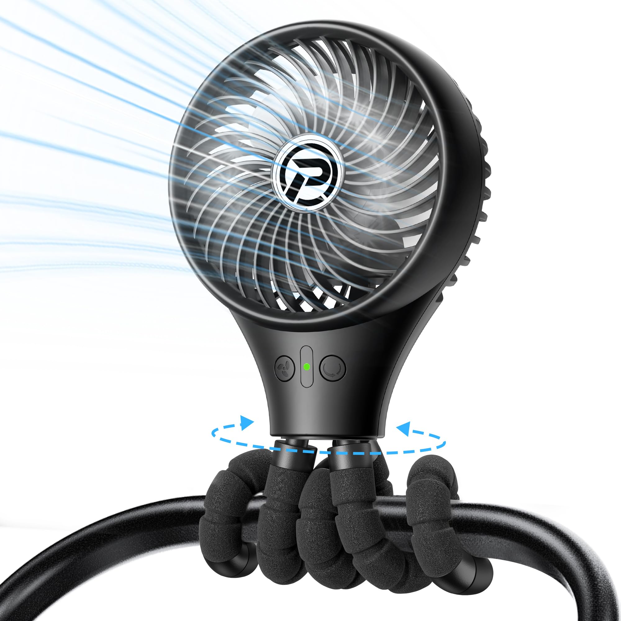 Panergy Baby Stroller Fan, Oscillating Mini Portable Fan, 3 Speeds Battery Operated Flexible Tripod - Koospark