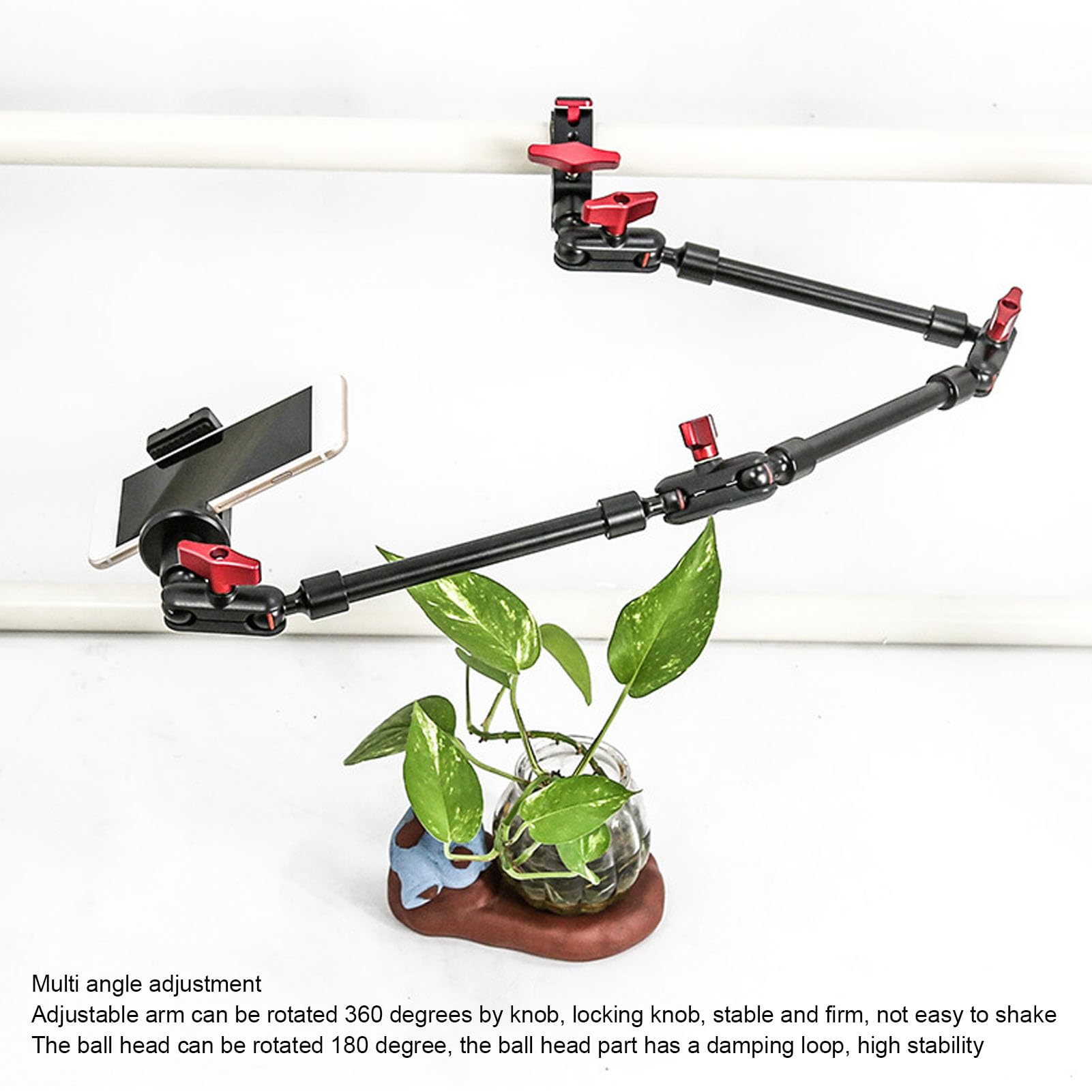 Bewinner 31In Adjustable Articulating Friction Magic Arm With 1/4In 3/8In Thread & Super Clamp, Camera Mount 360 Degree Rotation For Led Light Microphone Video Rig (31 Inch)