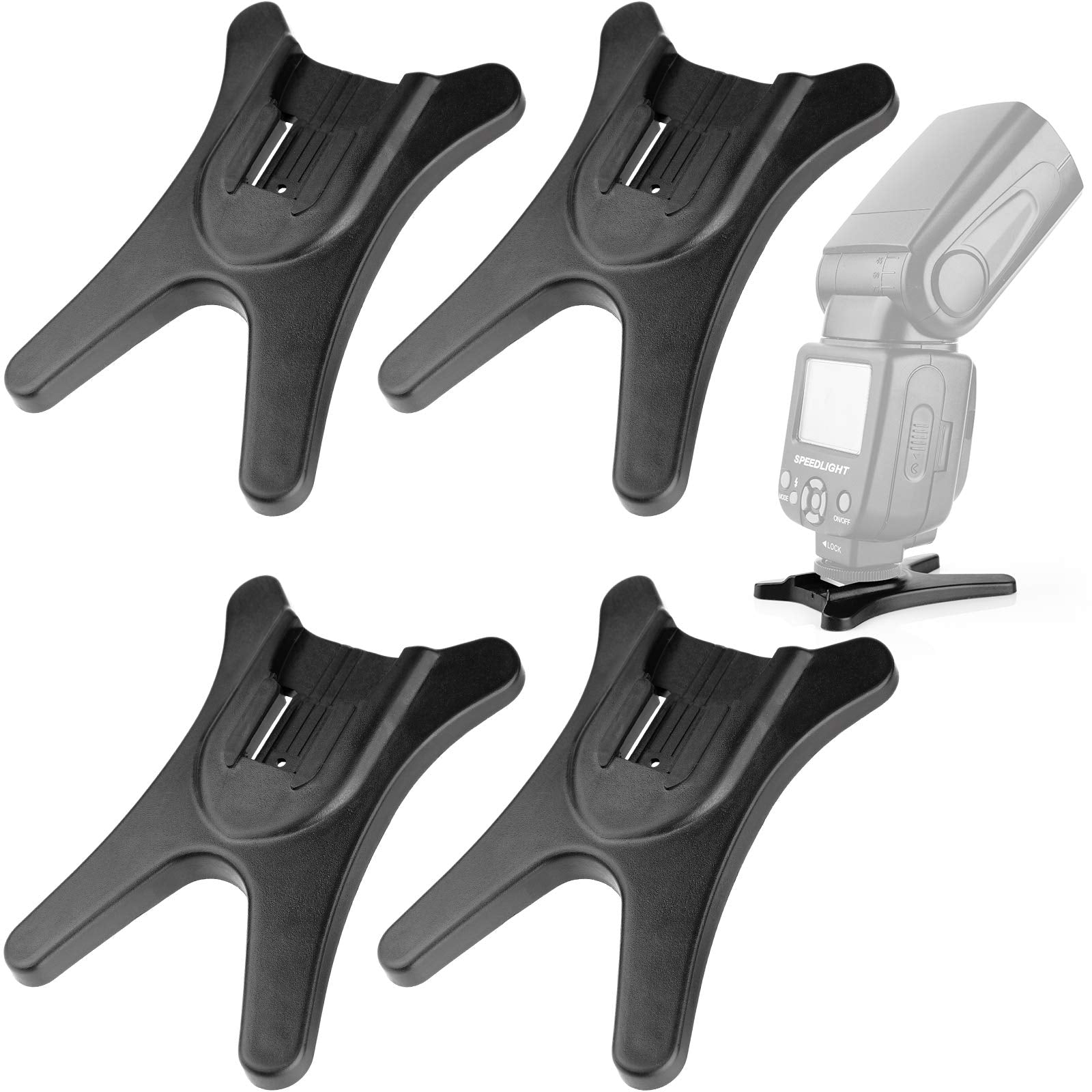 Anwenk Camera Flash Stand Flash Speedlight Hot Shoe Mount Stand With 1/4" Metal Tripod Thread For Flash Speedlight Speedlite, Compatible With Canon Nikon Sigma Olympus Panasonic Pentax 4 Pack