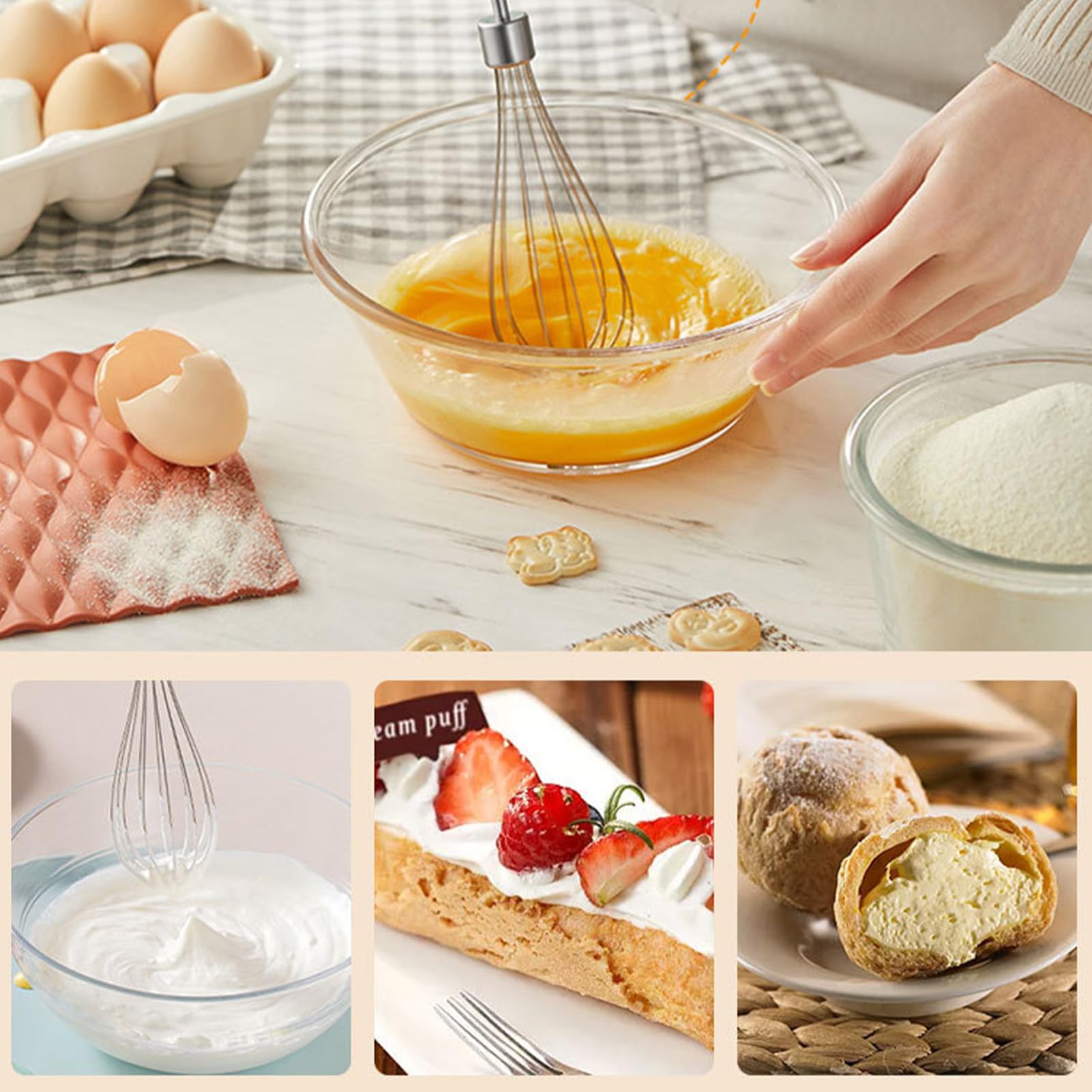 Miaokatze Immersion Blender Handheld For Kitchen,Emulsion Blender Handheld With Titanium Blades, With Whisk, Milk Frother Attachemnts, Perfect Emulsifier For Soup, Smoothie, Puree