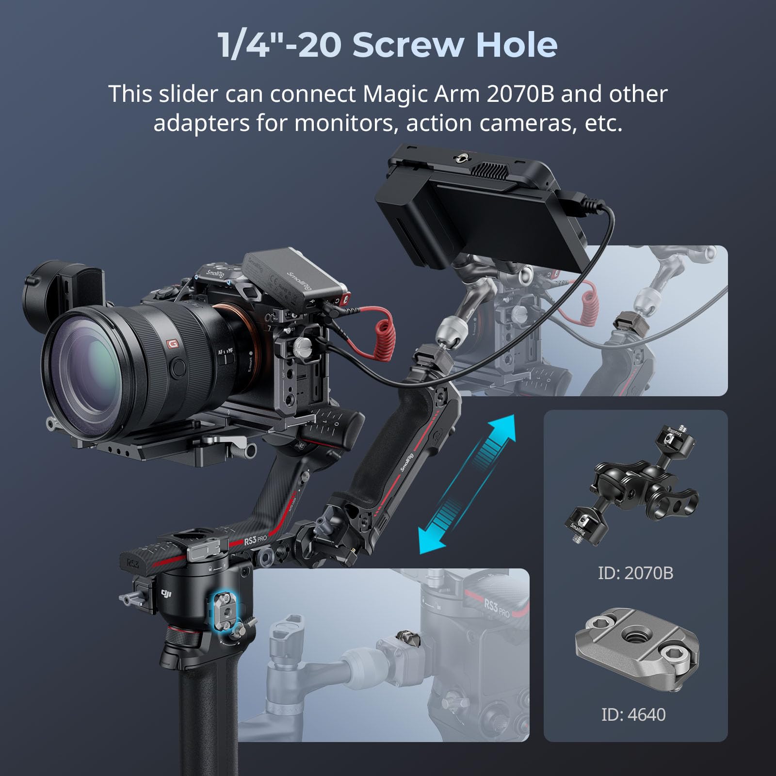 Smallrig Adjustable Sling Handgrip Gimbal Sling Handle And Hawklock H21 Quick Release Mini Nato Rail For Dji Rs 4, Rs 4 Pro, Rs 3 Mini, Rs 3, Rs 3 Pro, Rs 2, Rsc 2 Stabilizer