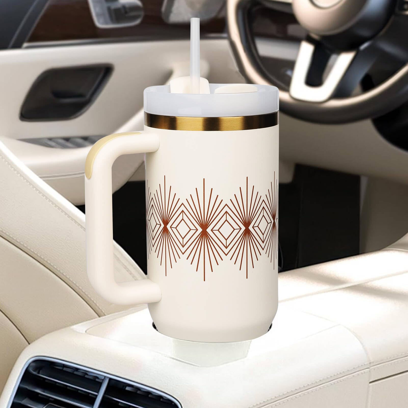 30 Oz Tumbler With Handle And Straw Lid Insulated Reusable Stainless Steel Water Bottle Travel Mug