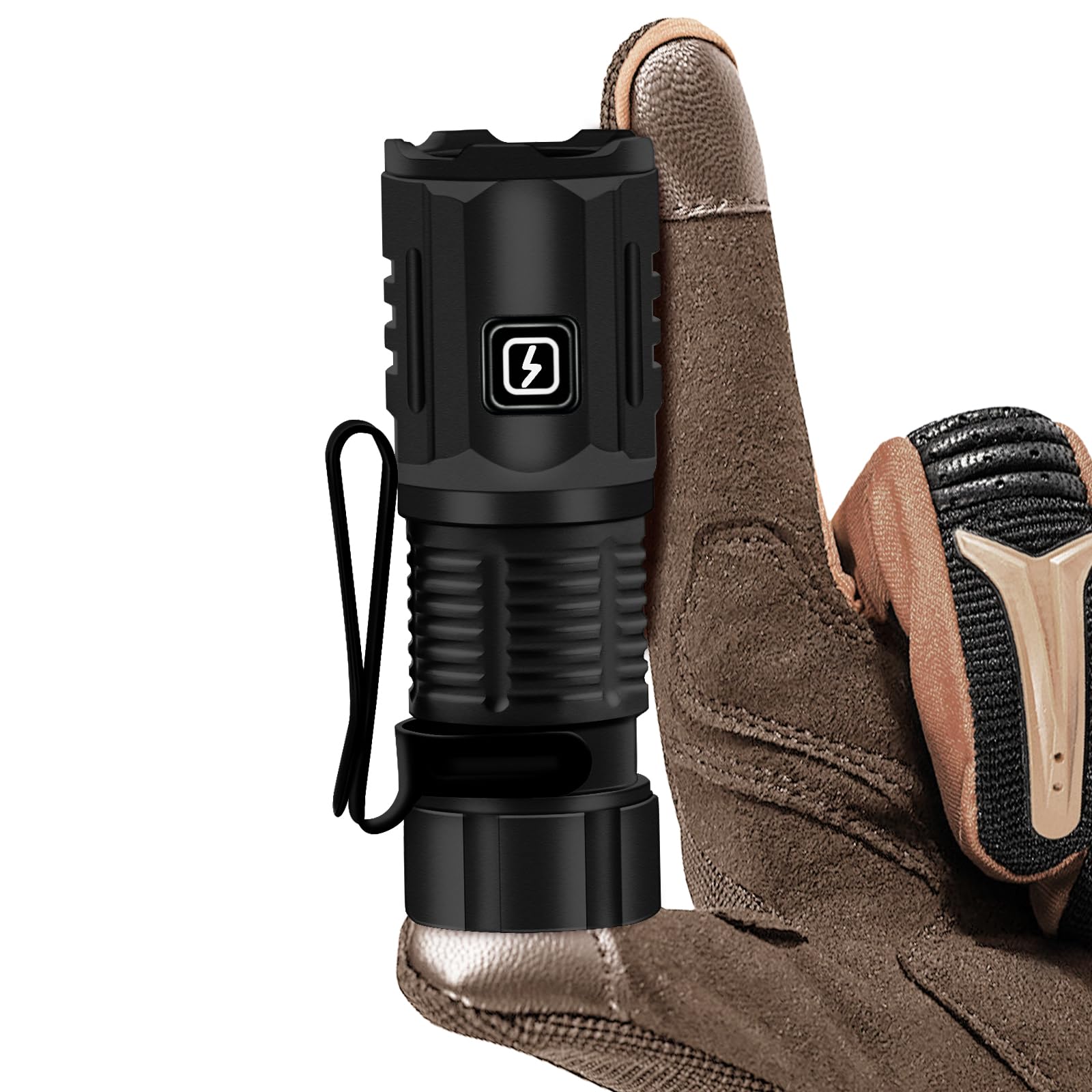 Ruisiya Rechargeable Edc Flashlight 1200 Lumens 3 Light Sources Compact Pocket Clip Light, Led Super Bright Small Flashlight,7 Modes Portable Magnetic Mini Flashlight For Outdoor Camping Emergencies (Black)