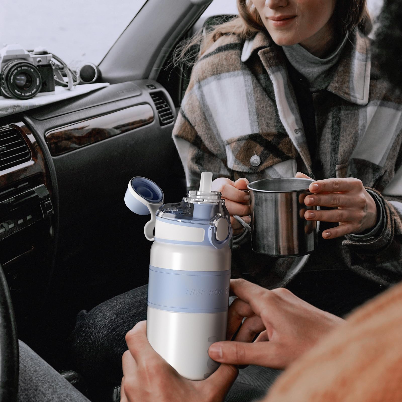 Bablov Insulated Stainless Steel Water Bottle With Straw For Sports And Travel Purple,32Oz