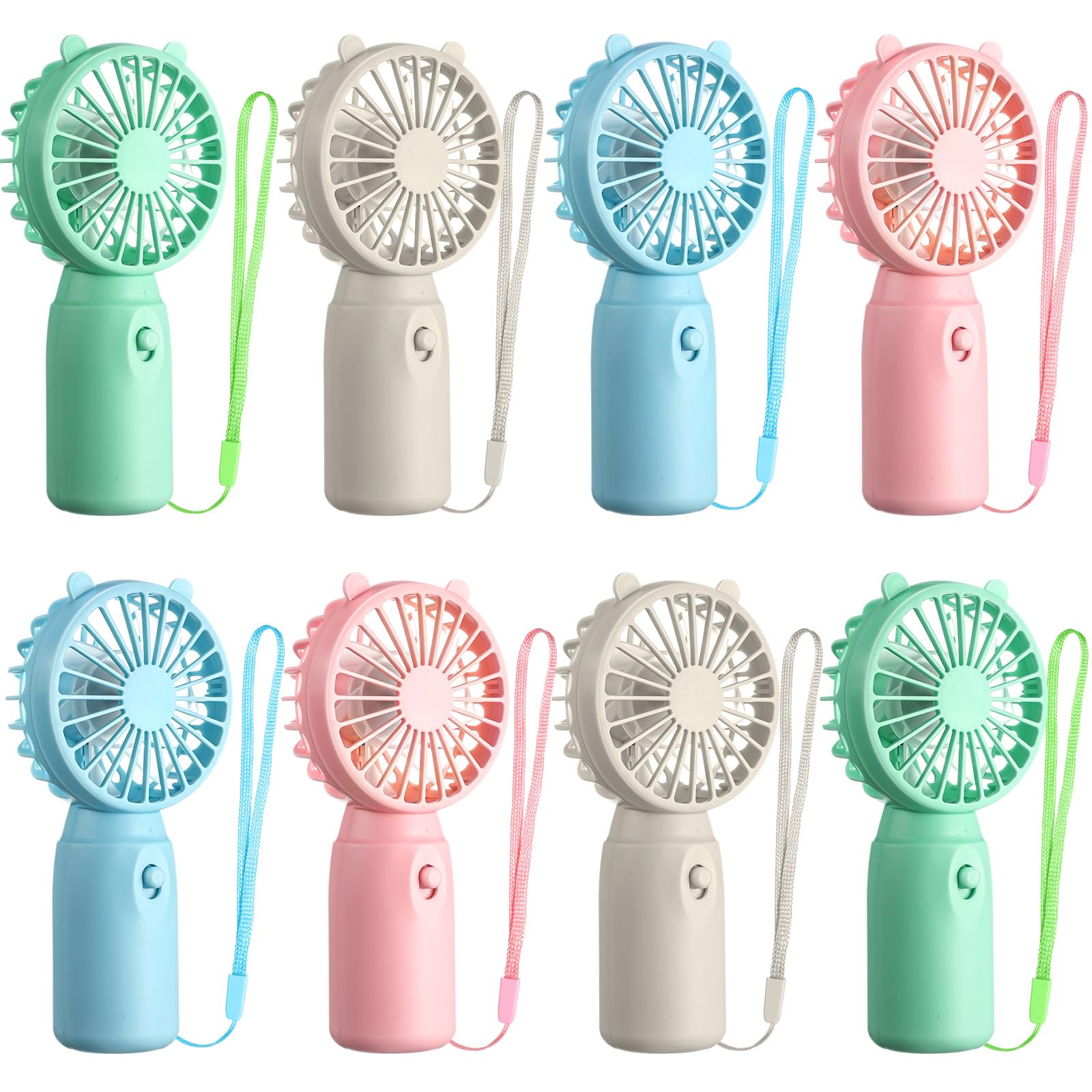 8 pack mini handheld fans with battery operation and lanyard, perfect for makeup and eyelash use Koospark