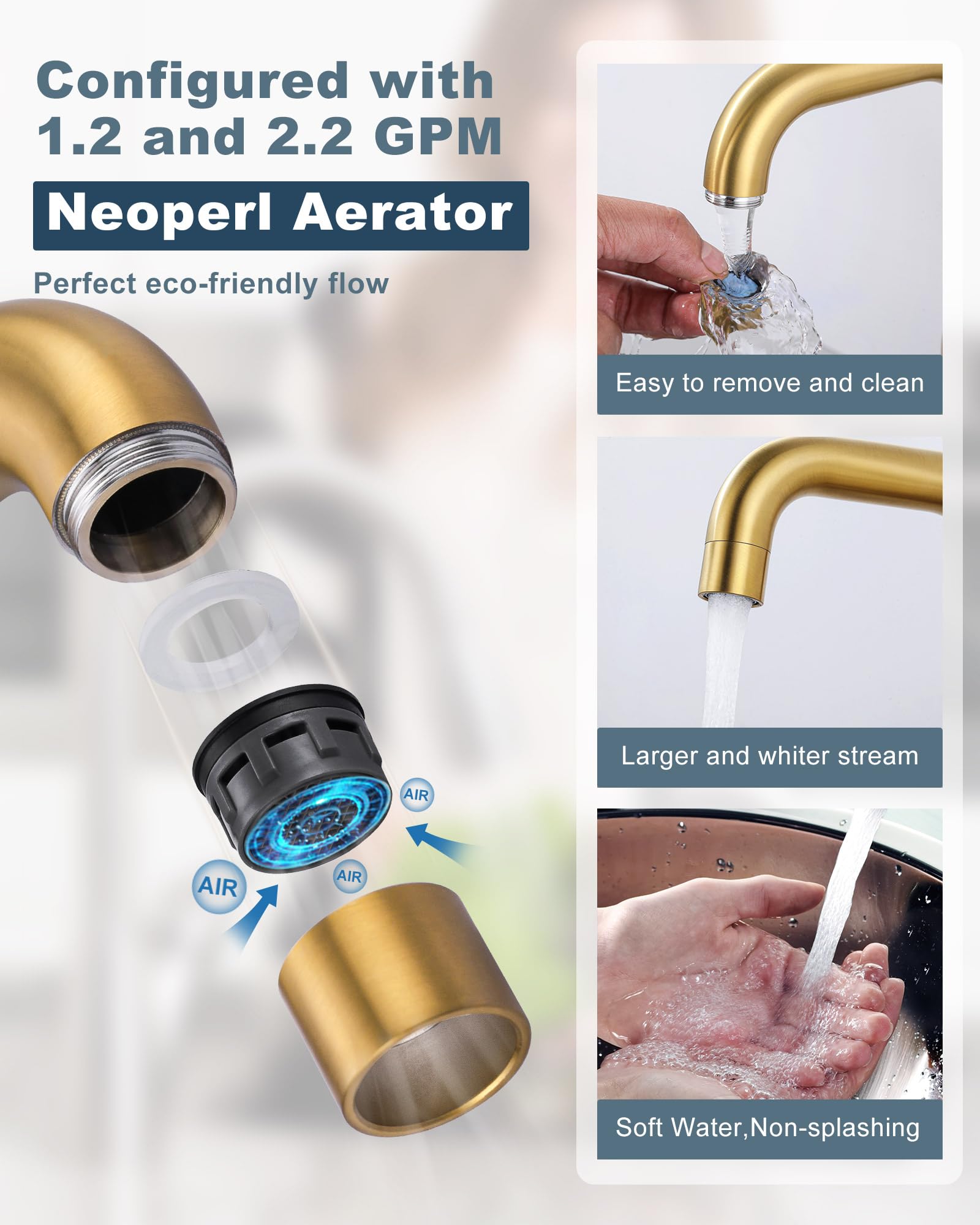 Arcora Bar Sink Faucet Single Hole: Brushed Gold Wet Bar Faucets - Prep Sink Faucet 360 Swivel - Small Kitchen Bathroom Faucet With Cupc Supply Lines